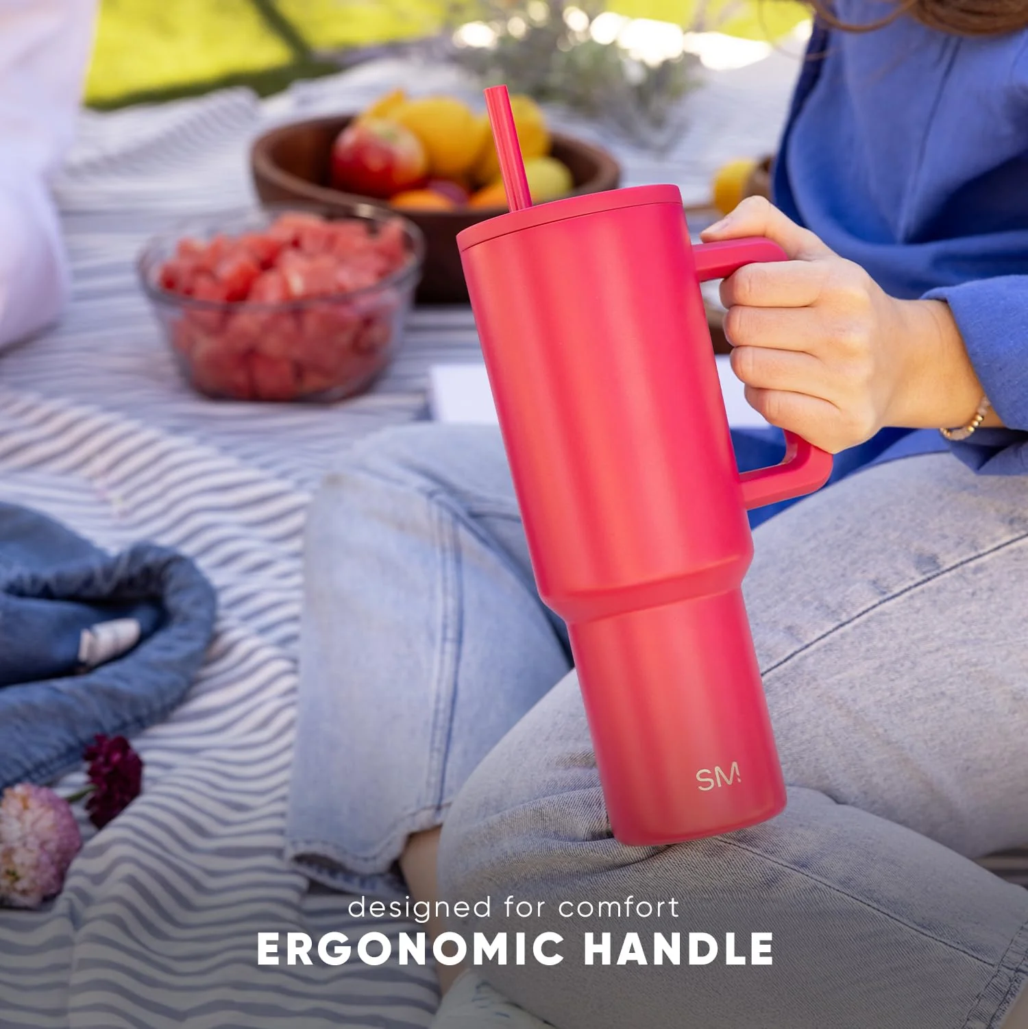 Simple Modern Disney 40 oz Tumbler with Handle and Straw Lid | Insulated Reusable Stainless Steel Water Bottle Travel Mug | Gifts for Women Men Him Her | Trek Collection | 40oz | Seal of a Princess - Image 3