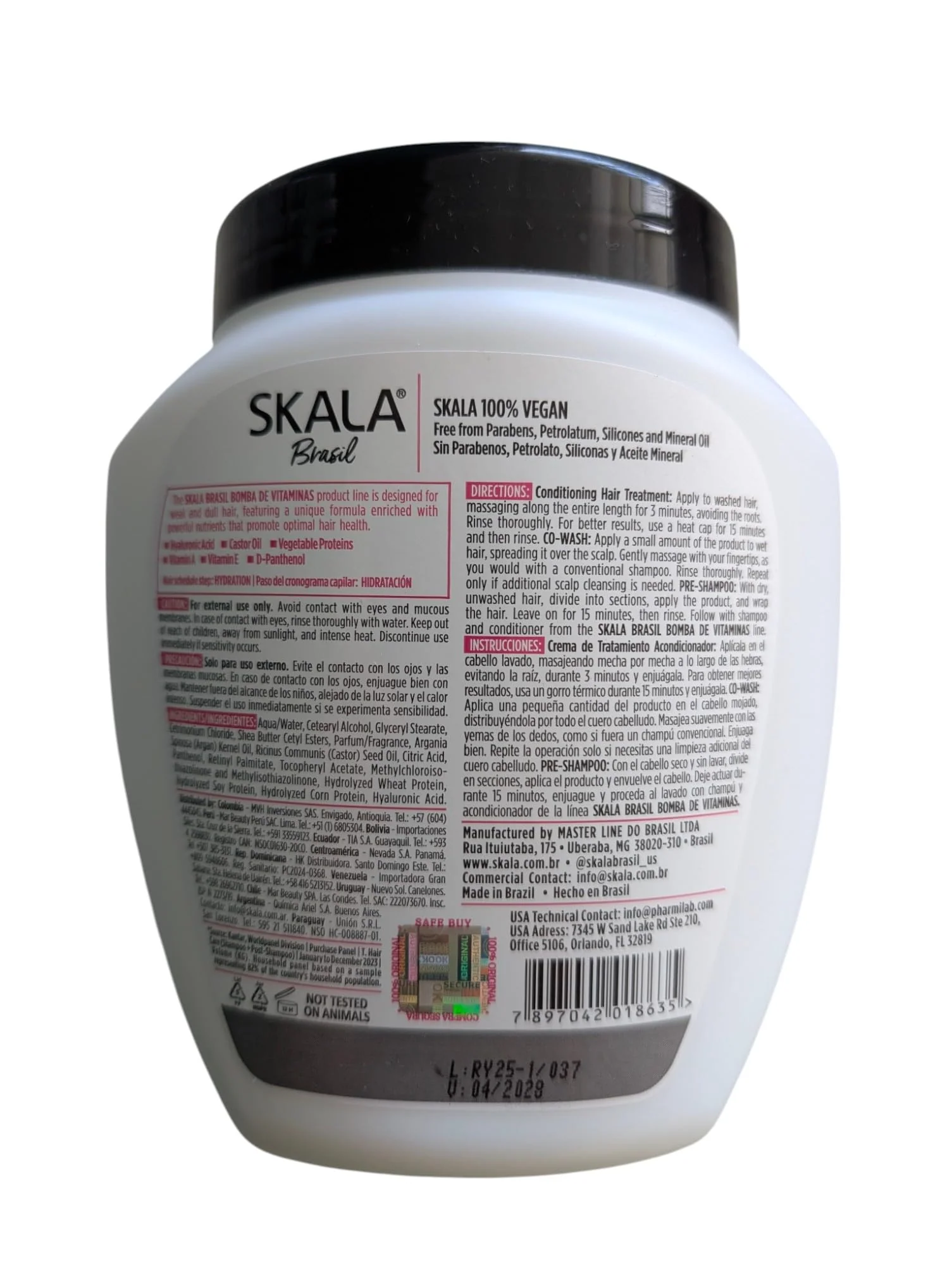 Skala Expert Bomba de Vitaminas, SOS Fortalecimento dos Fios, Brazilian Hair Vitamin Treatment 35.2Oz - Image 2