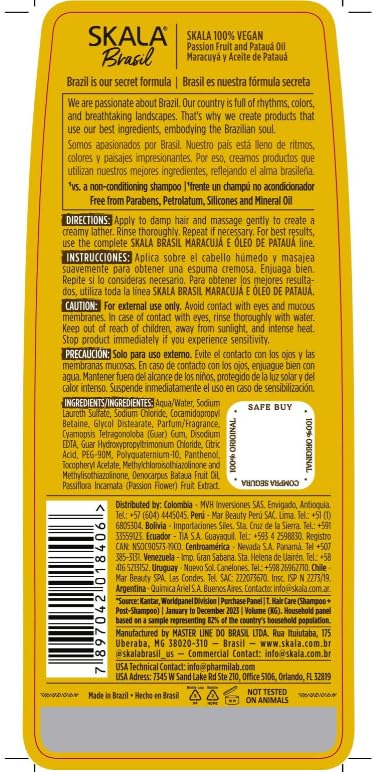 SKALA - Linha Brasil - Kit Maracuja e Oleo De Pataua Shampoo e Condicionador (2 x 325 Ml) - (Brazil Collection - Passion Fruit and Pataua Oil Shampoo & Conditioner Set (2 x 11 Fl Oz)) - Image 2