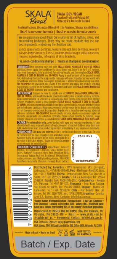 SKALA - Linha Brasil - Kit Maracuja e Oleo De Pataua Shampoo e Condicionador (2 x 325 Ml) - (Brazil Collection - Passion Fruit and Pataua Oil Shampoo & Conditioner Set (2 x 11 Fl Oz)) - Image 3
