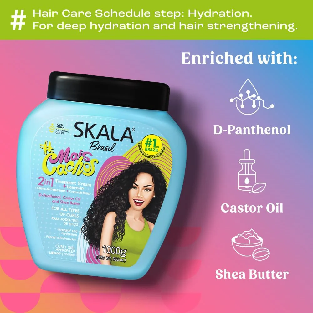 SKALA Mais Cachos Hair Type 3ABC - Eliminate Anti Frizz, For Curly Hair -2 in 1 Conditioning Treatment Cream and Cream To Comb 100% VEGAN 35.2 Oz (1 Pack) - Image 3