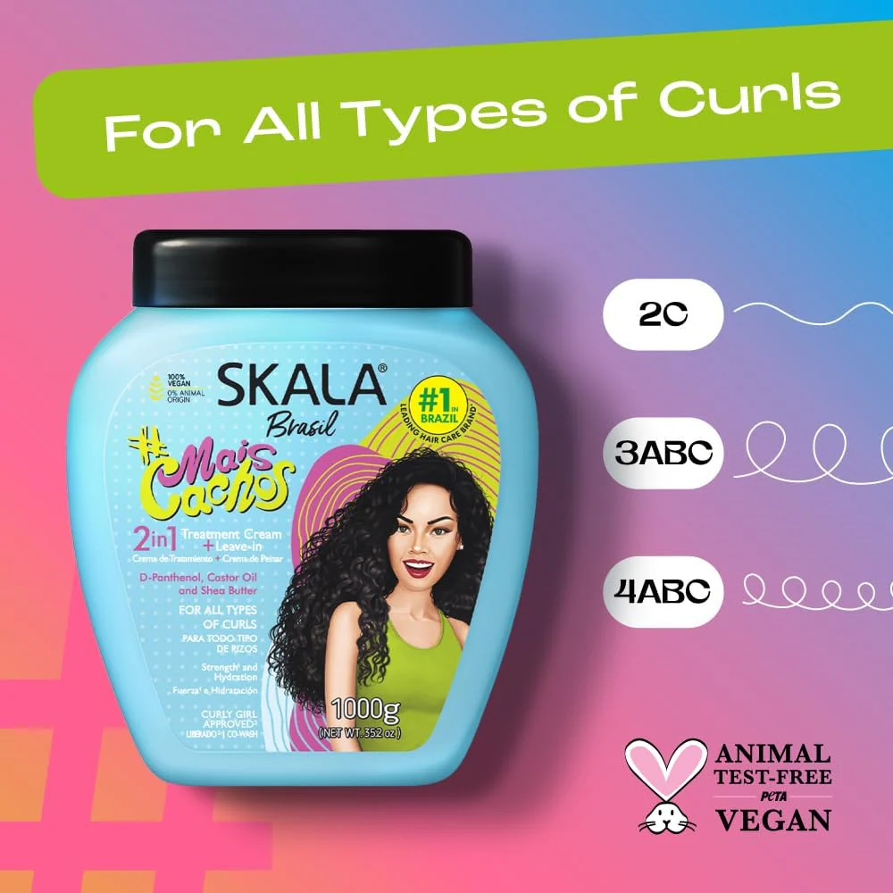 SKALA Mais Cachos Hair Type 3ABC - Eliminate Anti Frizz, For Curly Hair -2 in 1 Conditioning Treatment Cream and Cream To Comb 100% VEGAN 35.2 Oz (1 Pack) - Image 4