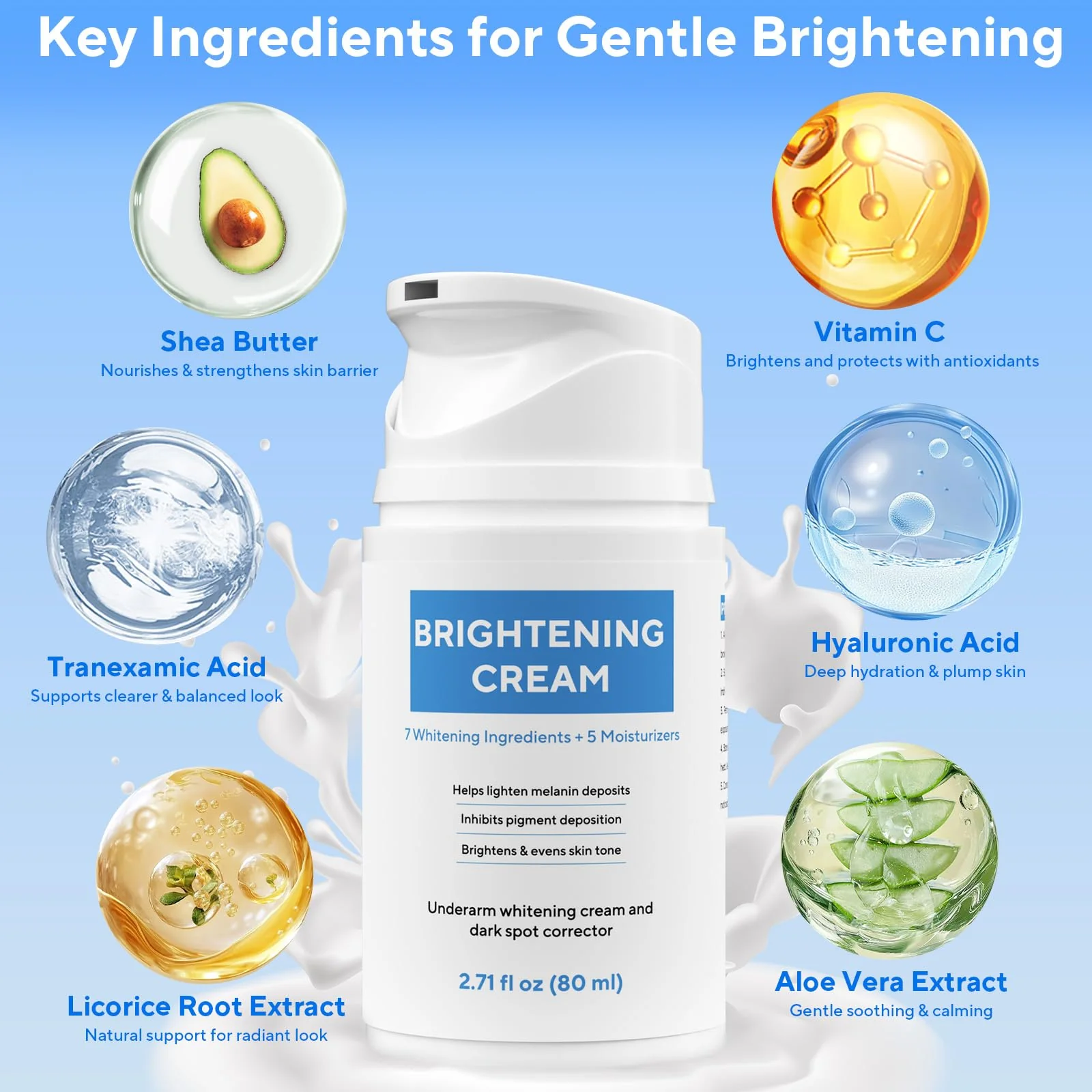 Skin Bleaching Cream, Dark Spot Remover for Body and Face, 2.71 fl oz Skin Lightening Whitening Cream with Vitamin C for Intimate Parts, Armpit, Inner Thigh, Dark Elbows and Knees, Bikini Areas - Image 8