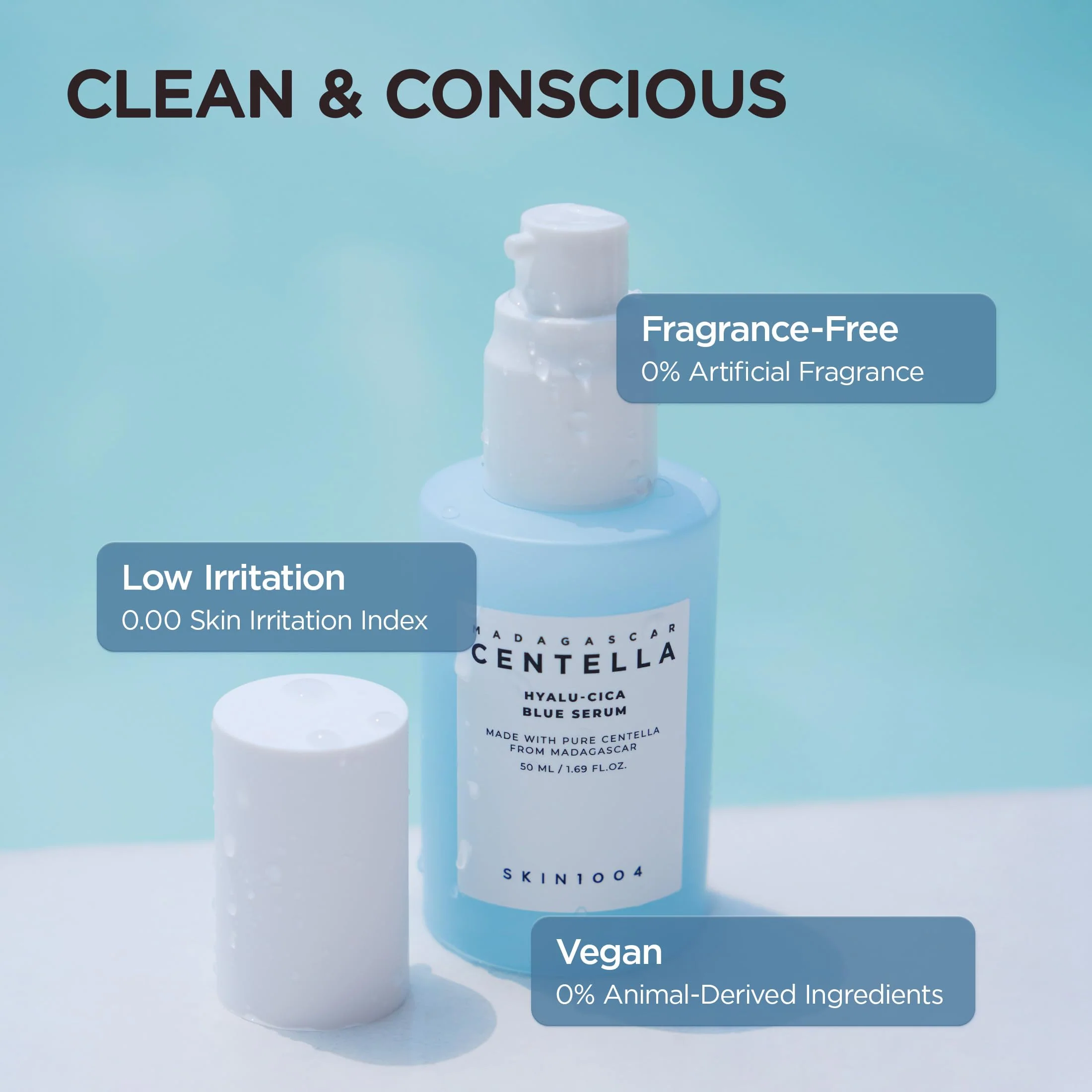 SKIN1004 Hyalu-Cica Blue Serum 1.69fl.oz, 50ml, Hydrating Face Serum with 5 Hyaluronic Acids & Madagascar Centella Asiatica, Korean Facial Ampoule for Deep & Long-lasging Moisture, Korean Skin Care - Image 3