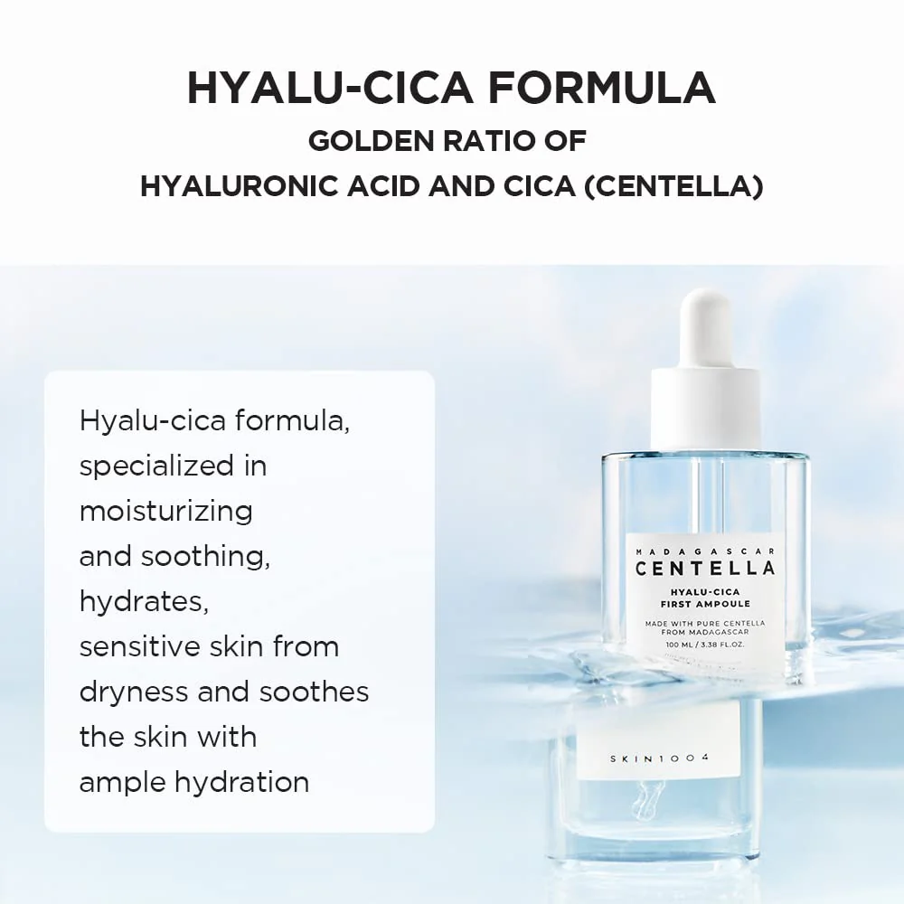 SKIN1004 Hyalu-CICA First Ampoule 3.38 fl. oz, 100ml, Soothing Hydration Dry Skin - Image 3