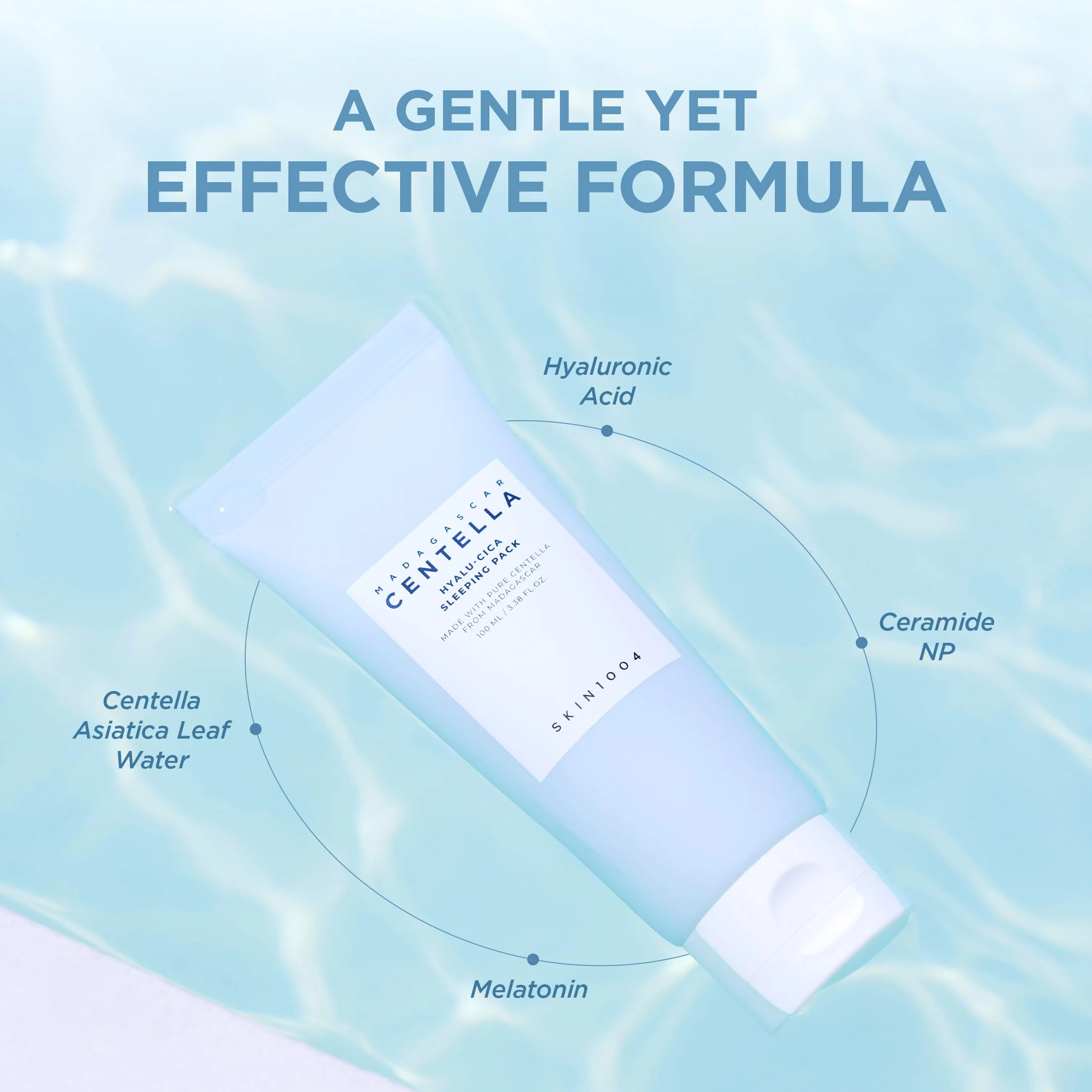 SKIN1004 Hyalu-CICA Sleeping Pack 3.38 fl.oz, 100ml Melatonin Hyaluronic Acid Centella Asiatica Extract Moist and Revitalization Multi Care Solutions - Image 8