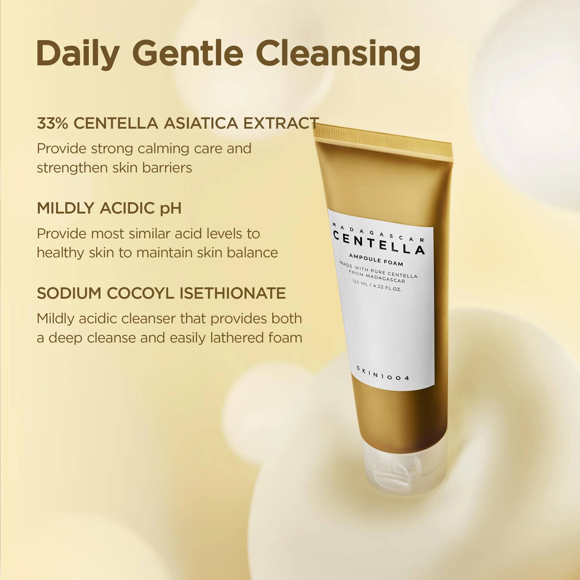SKIN1004 Madagascar Centella Ampoule Foam, 4.23 fl.oz, Korean Face Cleanser & Makeup Remover with Centella Asiatica, Gentle Daily Cleanser for Soft Skin, Korean Skin Care - Image 6