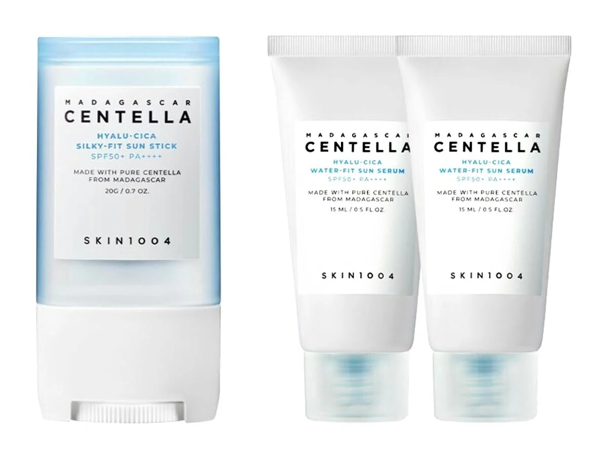 SKIN1004 SKIN 1004 - Hyalu Cica Sunsational Kit. Madagascar Centella Hyalu-Cica Silky-Fit Sun Stick X1 and Madagascar Centella Hyalu-Cica Water-Fit Sun Serum Mini X2 korean gift set - Image 3