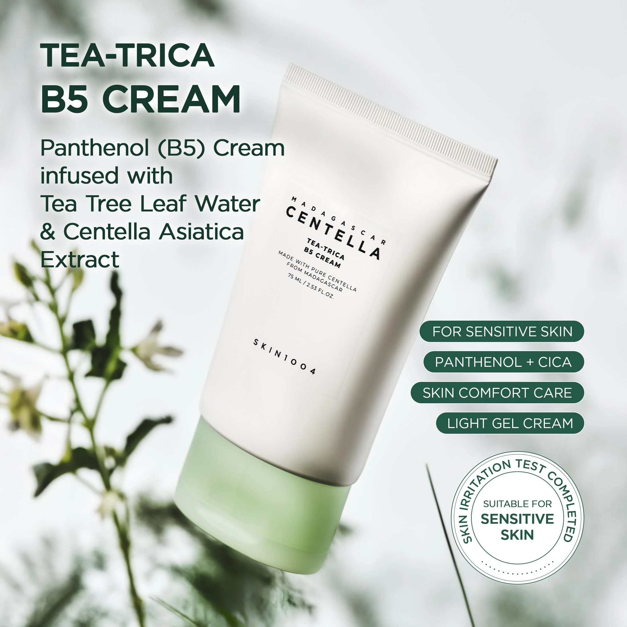 SKIN1004 Tea-Trica B5 Cream, Valentine Gifts, Korean Face Gel Moisturizer with Panthenol B5, Soothing & Hydrating Face Cream with Tea Tree & Madagascar Centella, Korean Skin Care 2.54 fl.oz / 75ml - Image 9