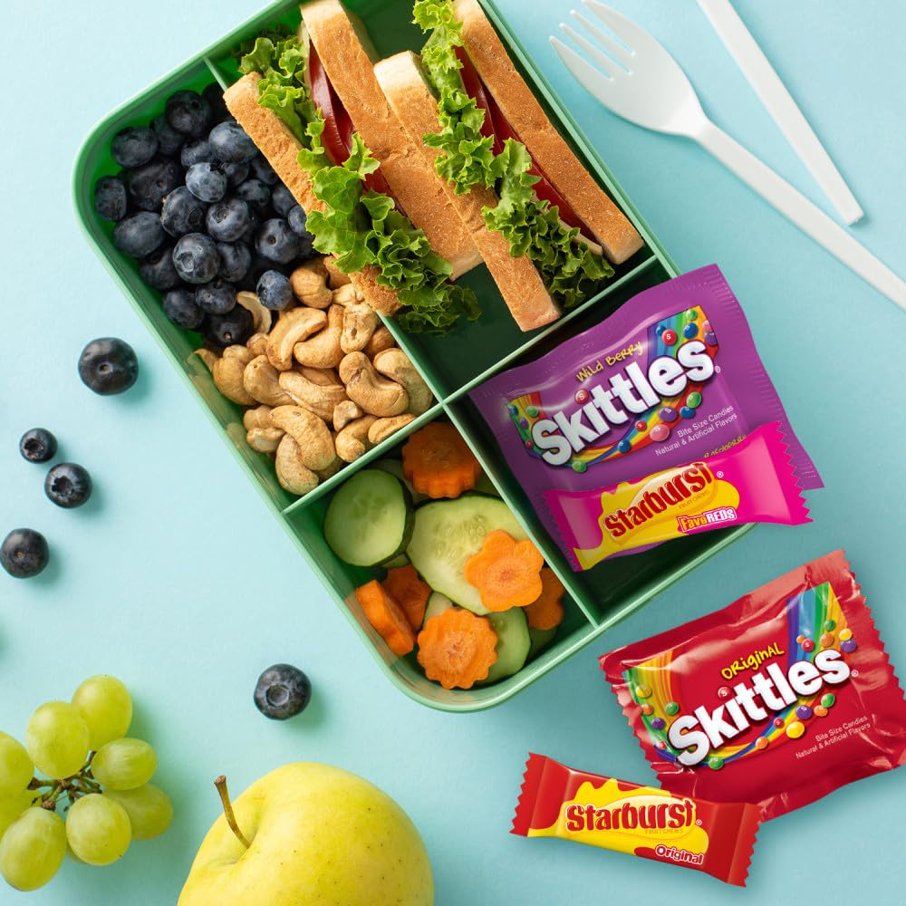 SKITTLES Original, SKITTLES Wild Berry & STARBURST Original and STARBURST FaveReds Fun Size Chewy Candy Variety Bag, Party Size, 20.13 Oz Bulk Bag - Image 4