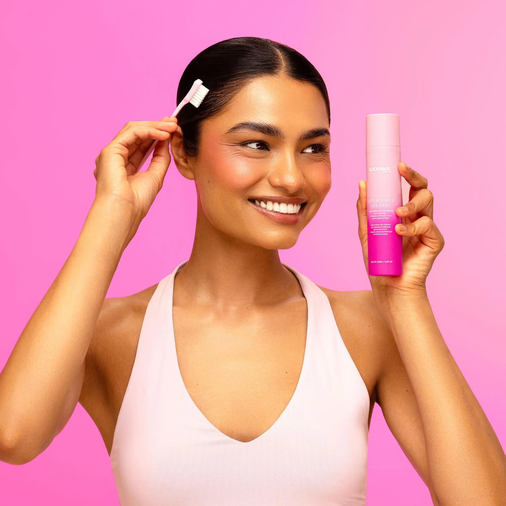 SlickHair Anti-Flyaway Gel Duo - Gel Duo with precision brush for Frizz & Flyaways, Hair Gel in Pump, Strong Hold, Non Flakey and Non Greasy - 3.34 Oz - Image 3