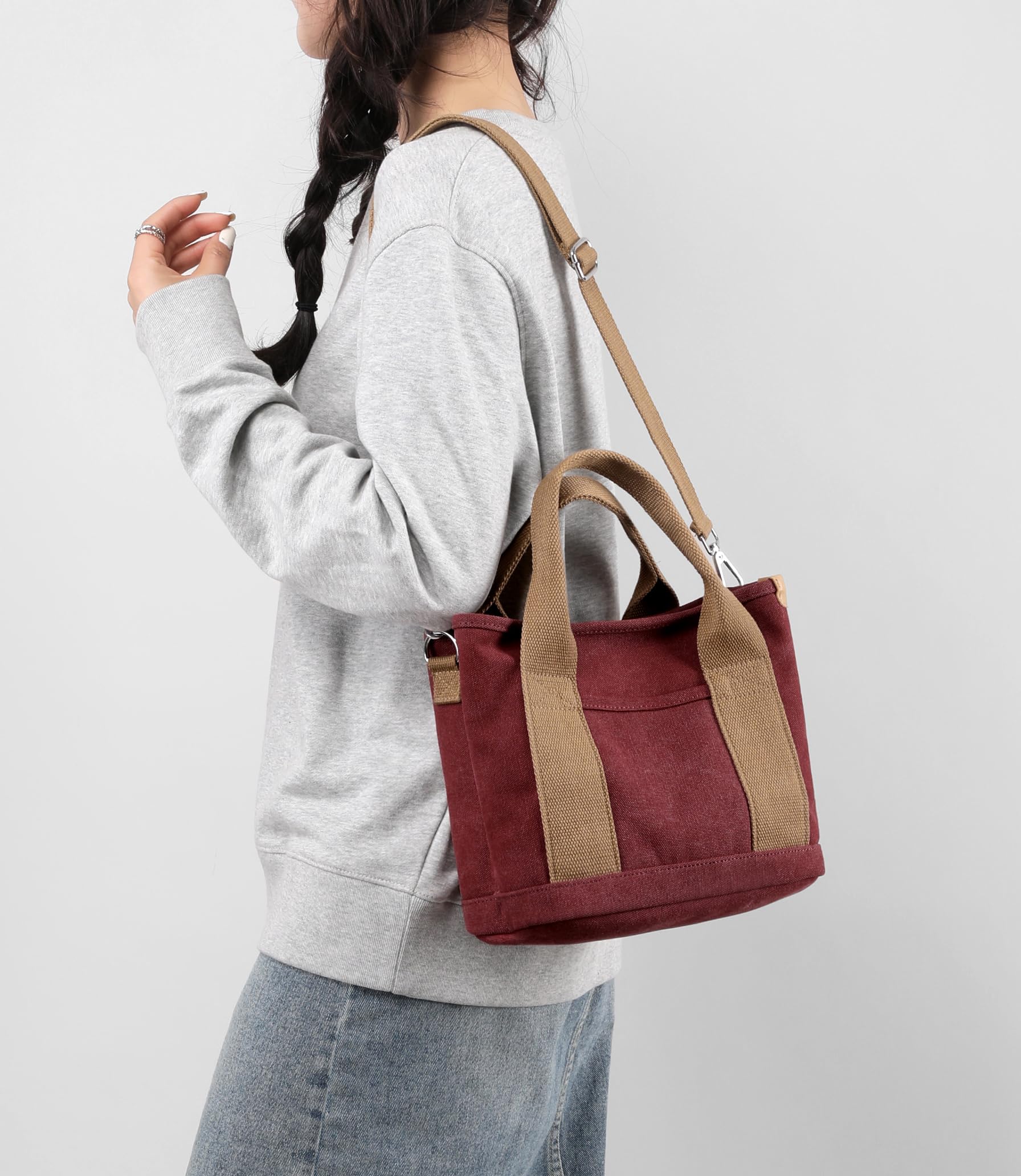 Small Tote Bag with Zipper Tote Bag for Women Canvas Crossbody Bag Shoulder Bag Satchel Hobo Bag Messenger Bag 2026 - Image 6