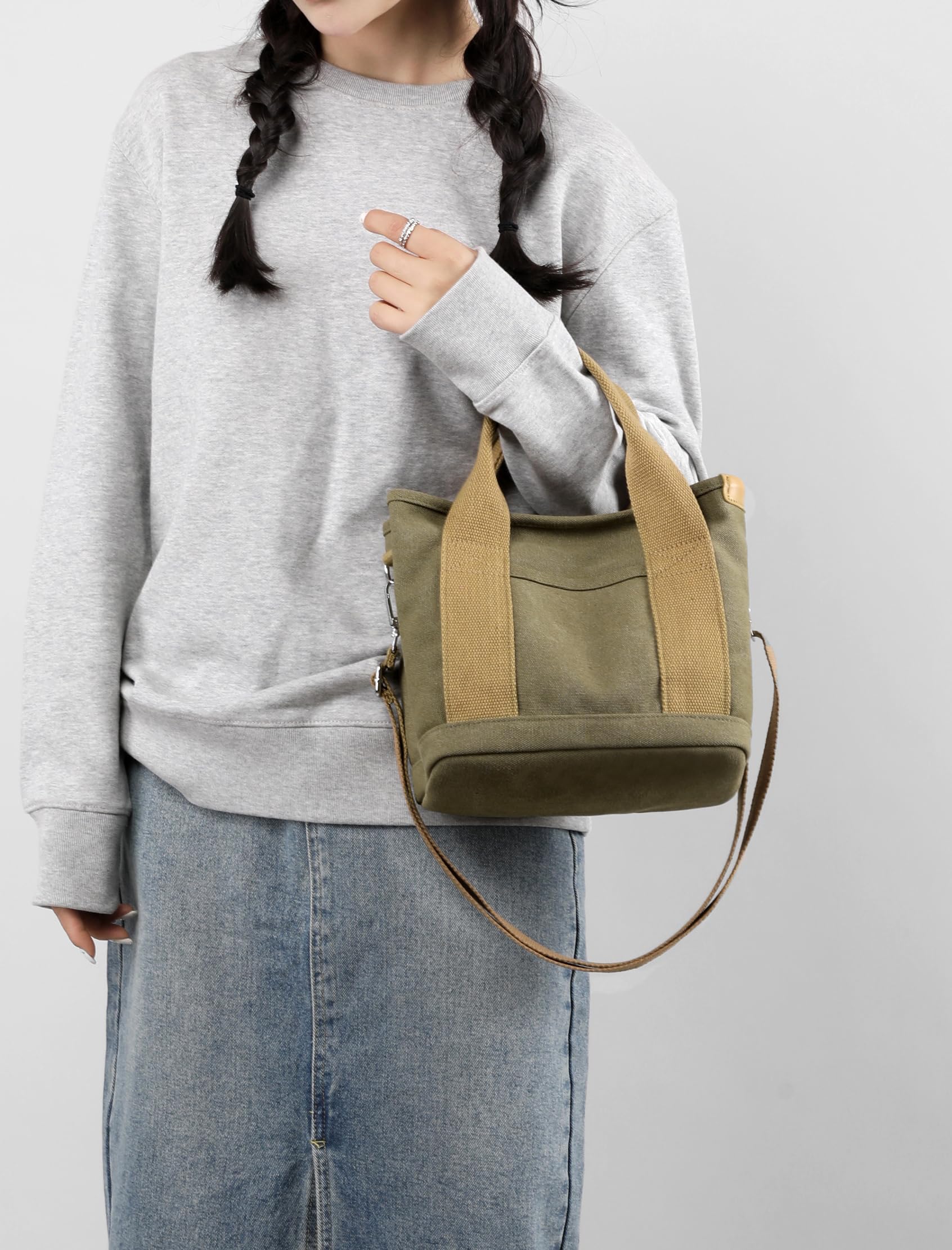 Small Tote Bag with Zipper Tote Bag for Women Canvas Crossbody Bag Shoulder Bag Satchel Hobo Bag Messenger Bag 2026 - Image 9