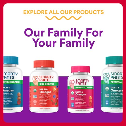 SmartyPants Organic Toddler Multivitamin Gummies: Probiotics, Omega 3 (ALA), Vitamin D3, C, Vitamin B12, B6, A, K & Zinc, Beta Carotene, Gluten Free, Three Fruit Flavors, 60 Count (30 Day Supply) - Image 4