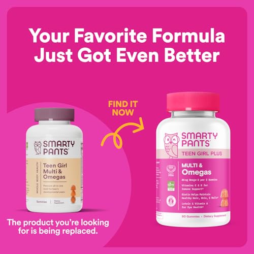 SmartyPants Teen Girl Multivitamin Gummies: Omega 3 Fish Oil (EPA/DHA), Vitamin C, D3, B12, Vitamin A, K & Zinc, Gluten Free, Includes Biotin to Support Hair, Skin & Nails, 120 Count (30 Day Supply) - Image 13