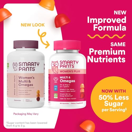 SmartyPants Women's Multivitamin Gummies, Omega 3 (DHA/EPA), Methylfolate, CoQ10, Vitamin D3, C, Vitamin B12, B6, A, K & Zinc, Inositol, Gluten Free, 90 Count (30 Day Supply) - Image 2