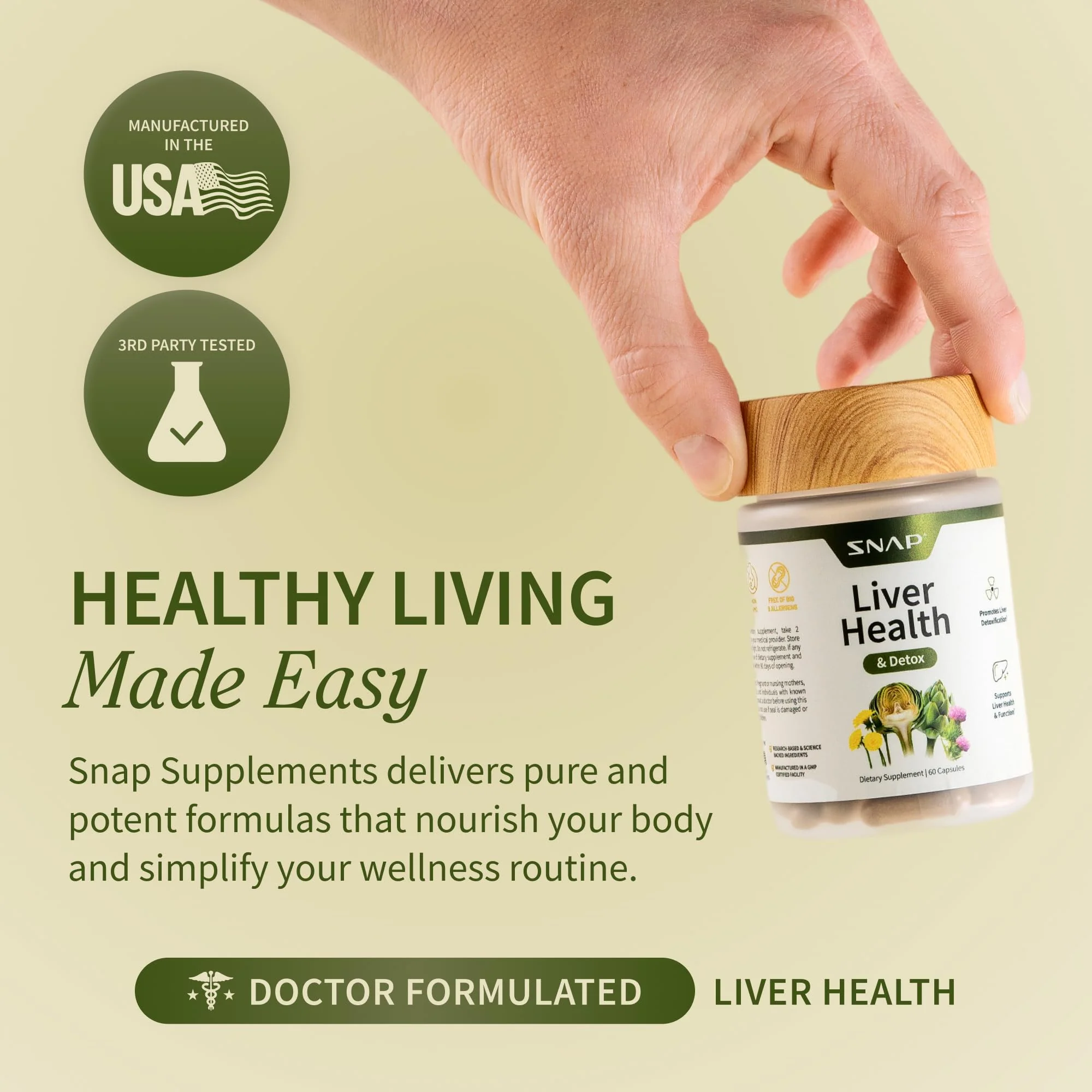 Snap Supplements Liver Health & Detox - Milk Thistle Supplement Supports Healthy Liver and Digestive Health, 60 Vegetarian Capsules (1 Month Supply) - Image 5