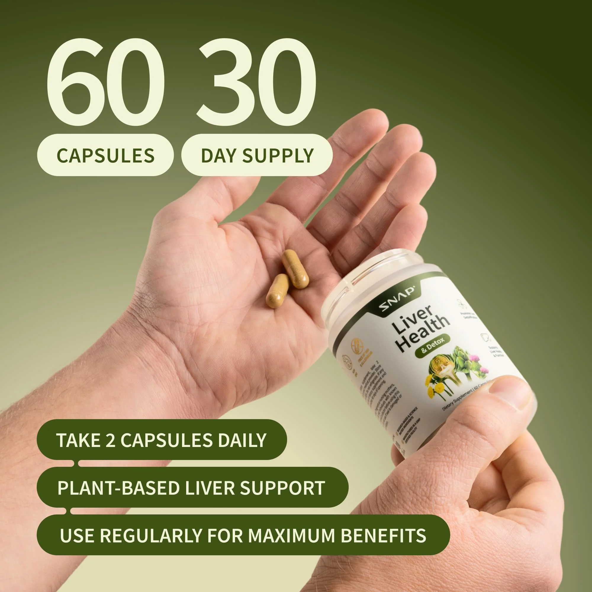 Snap Supplements Liver Health & Detox - Milk Thistle Supplement Supports Healthy Liver and Digestive Health, 60 Vegetarian Capsules (1 Month Supply) - Image 6