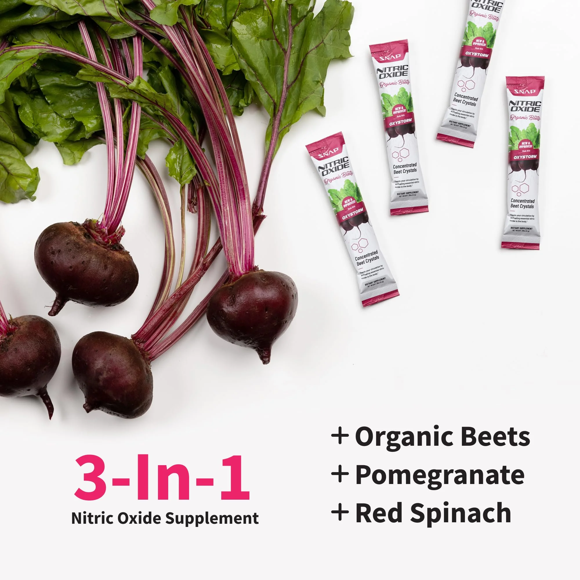 Snap Supplements Organic Beet Root Powder Nitric Oxide Supplement for Men & Women with Red Spinach, Supports Healthy Energy & Blood Pressure Already in Normal Range, 10 Stick Packs, Mixed Berry - Image 3