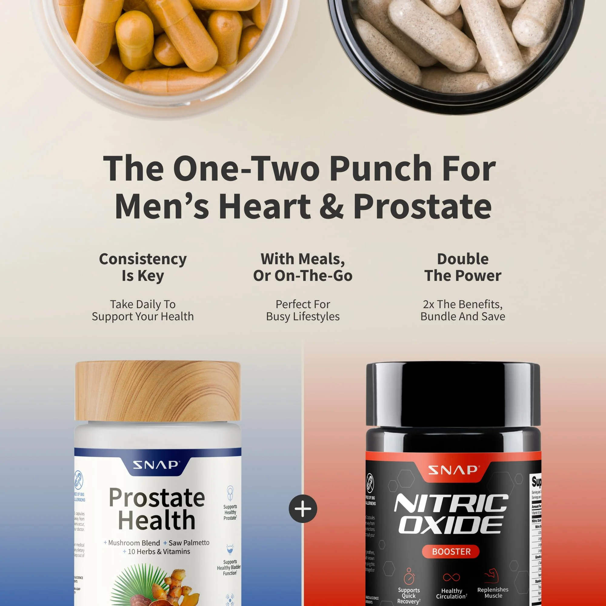 Snap Supplements Prostate Health & Nitric Oxide Supplement Bundle for Men, 90 + 60 Vegetarian Capsules (1 Month Supply) - Image 3