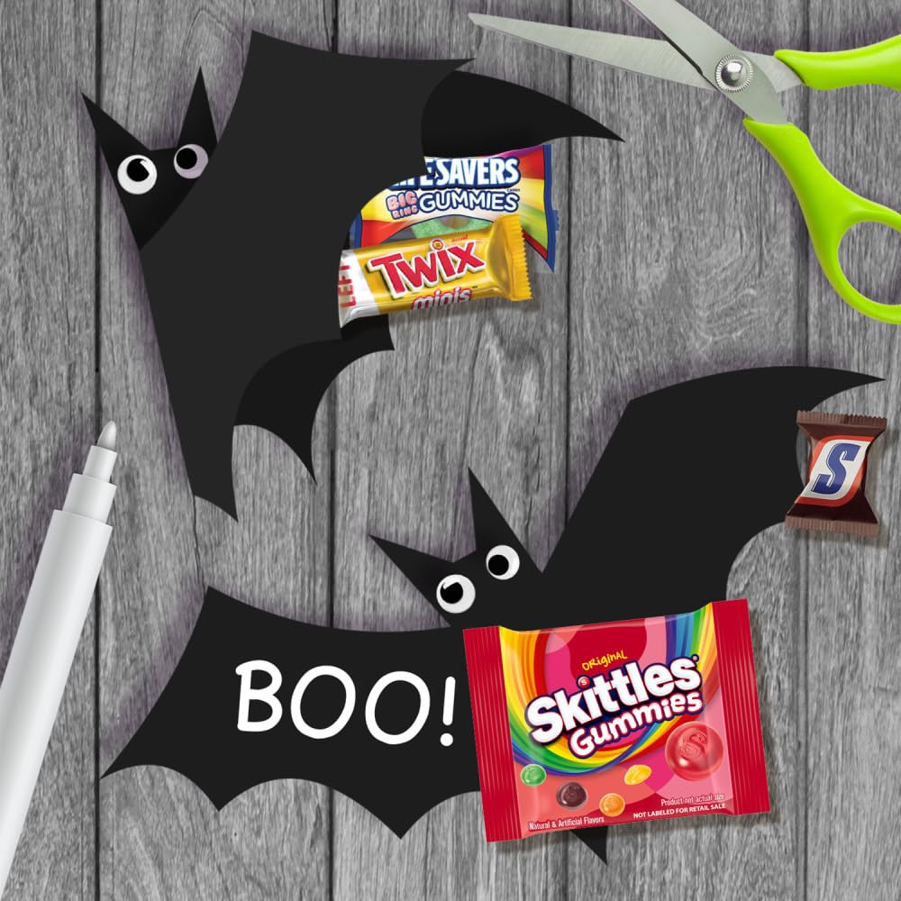 SNICKERS, SKITTLES Gummies, TWIX & LIFE SAVERS Halloween Gummies Fun Size and Mini Chocolate Candy Variety Pack, Halloween Candy Individually Wrapped, 55 Ct Bulk Bag - Image 4