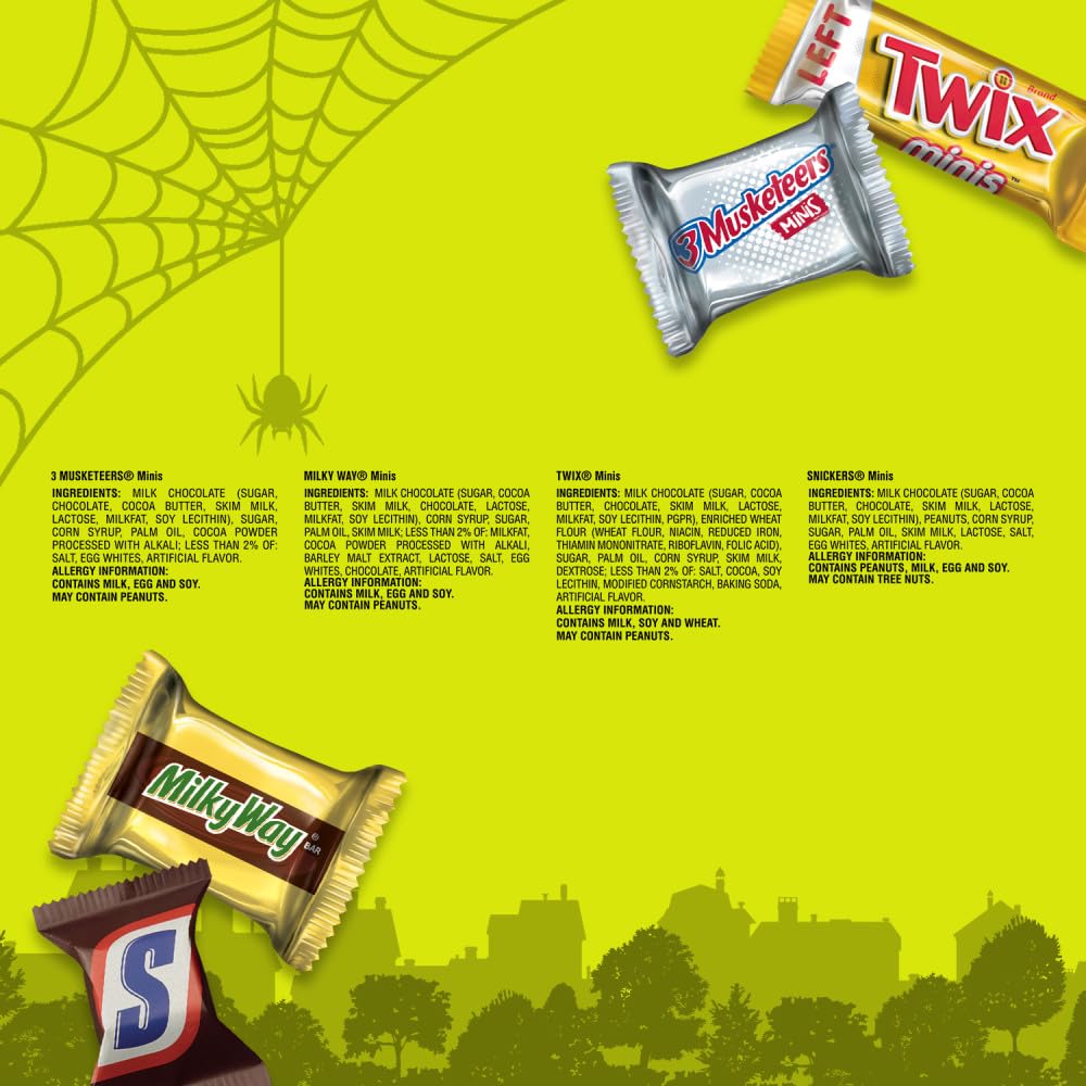 SNICKERS, TWIX, MILKY WAY & 3 MUSKETEERS Halloween Candy Mini Chocolate Variety Pack, Halloween Snack for Party Favors, Trick or Treat and More 70 Ct - Image 2