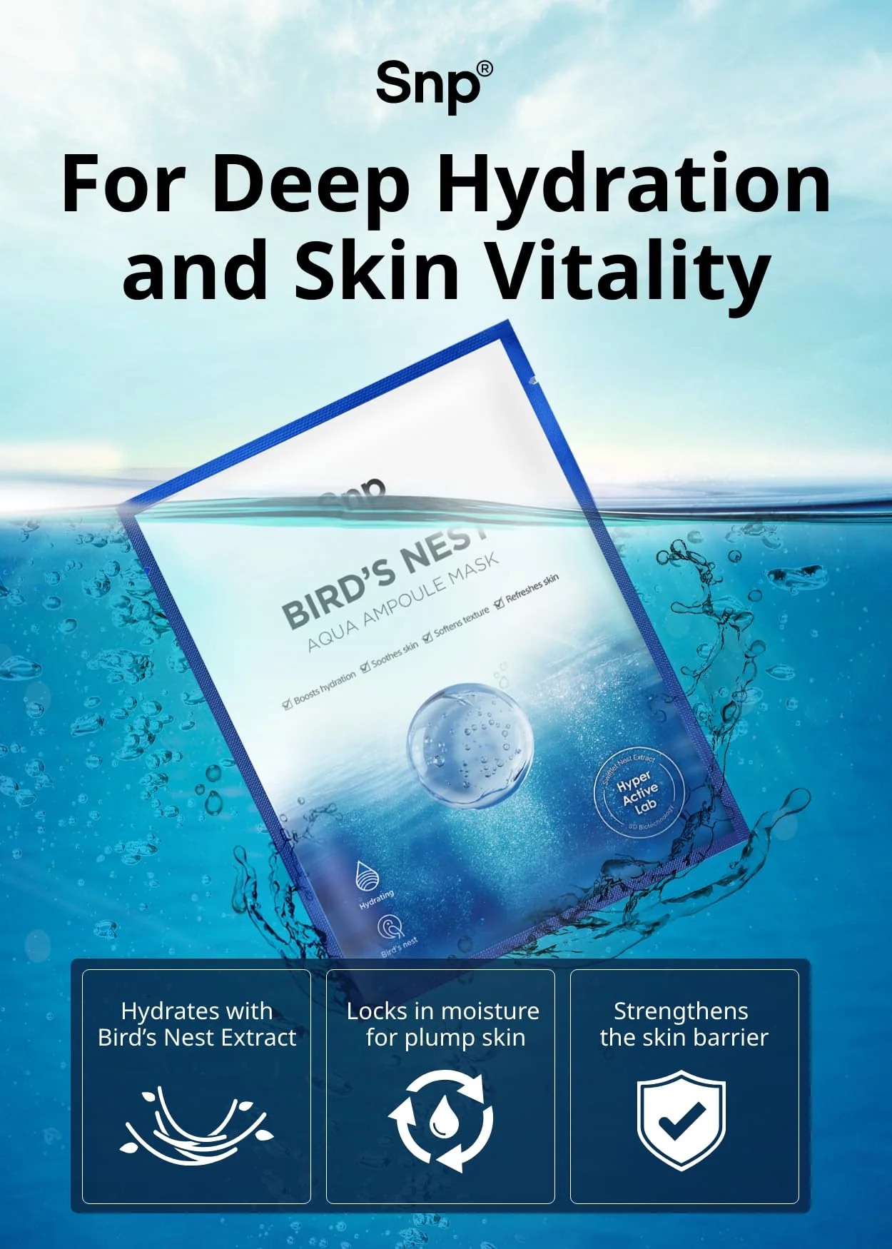 SNP 1000mg Bird's Nest + Hyaluronic Acid Ampoule Sheet Mask | Hyaluronic Acid Sheet Mask | Maximum Hydration and Protection for All Dry Skin Types | Korean Skincare Facial Mask | 10 Sheets - Image 7
