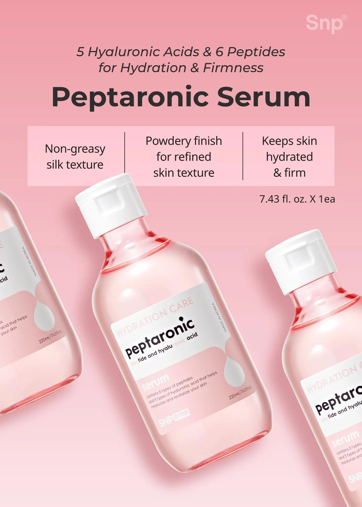 Snp 6 Peptides + 5 Hyaluronic Acid Skincare Set | 4-in-1 Kit of Toner, Serum, Cream & Sheet Masks | Moisturizing, Firming & Hydrating | Korean Skincare Set for Dry & Sensitive Skin | Peptaronic Set - Image 6
