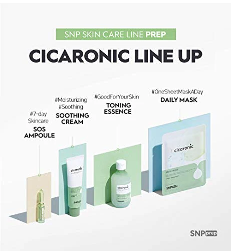 SNP Cicaronic Ampoule Sheet Mask | Soothing, Hydrating, and Calming for All Sensitive Skin Types with Cica, Hyaluronic | Face Masks Skincare | Korean Skin Care Facial Mask | 10 Sheets - Image 2