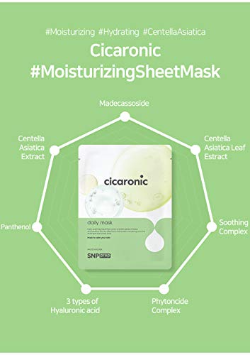 SNP Cicaronic Ampoule Sheet Mask | Soothing, Hydrating, and Calming for All Sensitive Skin Types with Cica, Hyaluronic | Face Masks Skincare | Korean Skin Care Facial Mask | 10 Sheets - Image 8