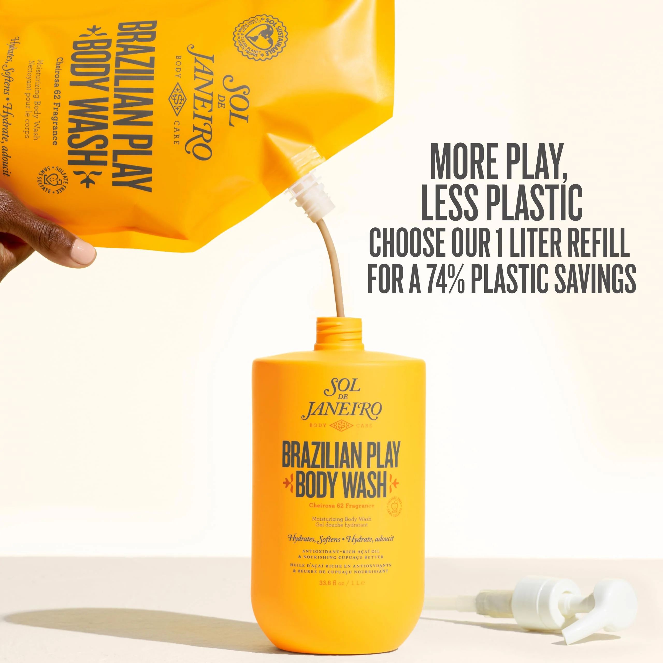 Sol de Janeiro Brazilian Play Moisturizing Shower Cream Gel Body Wash - 1L Jumbo Size with Pump - Image 2