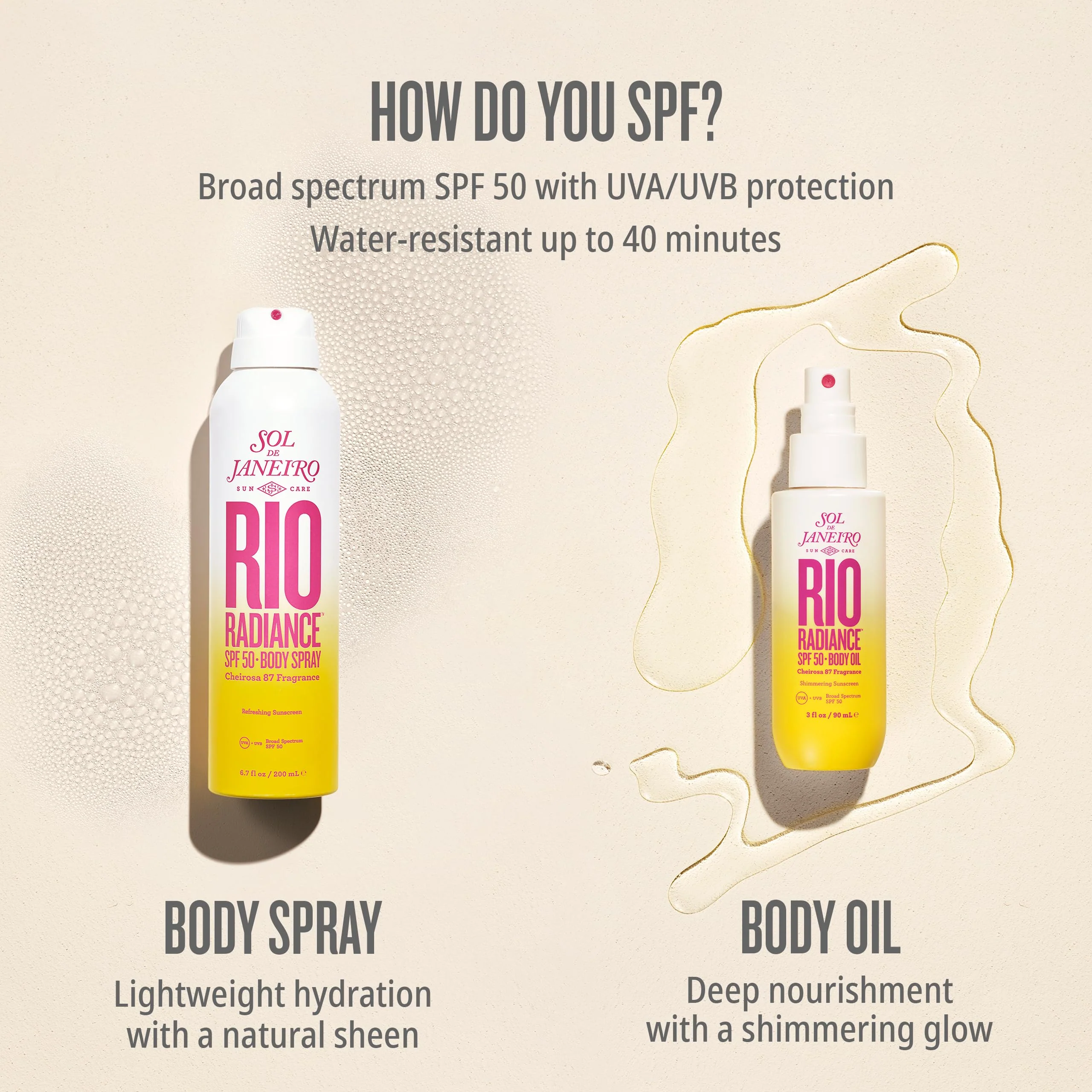 SOL DE JANEIRO Rio Radiance SPF 50 Body Spray Broad Spectrum | Spray Sunscreen for Body | Niacinamide and Antioxidants | Sheer Coverage | UV Protection - Image 4