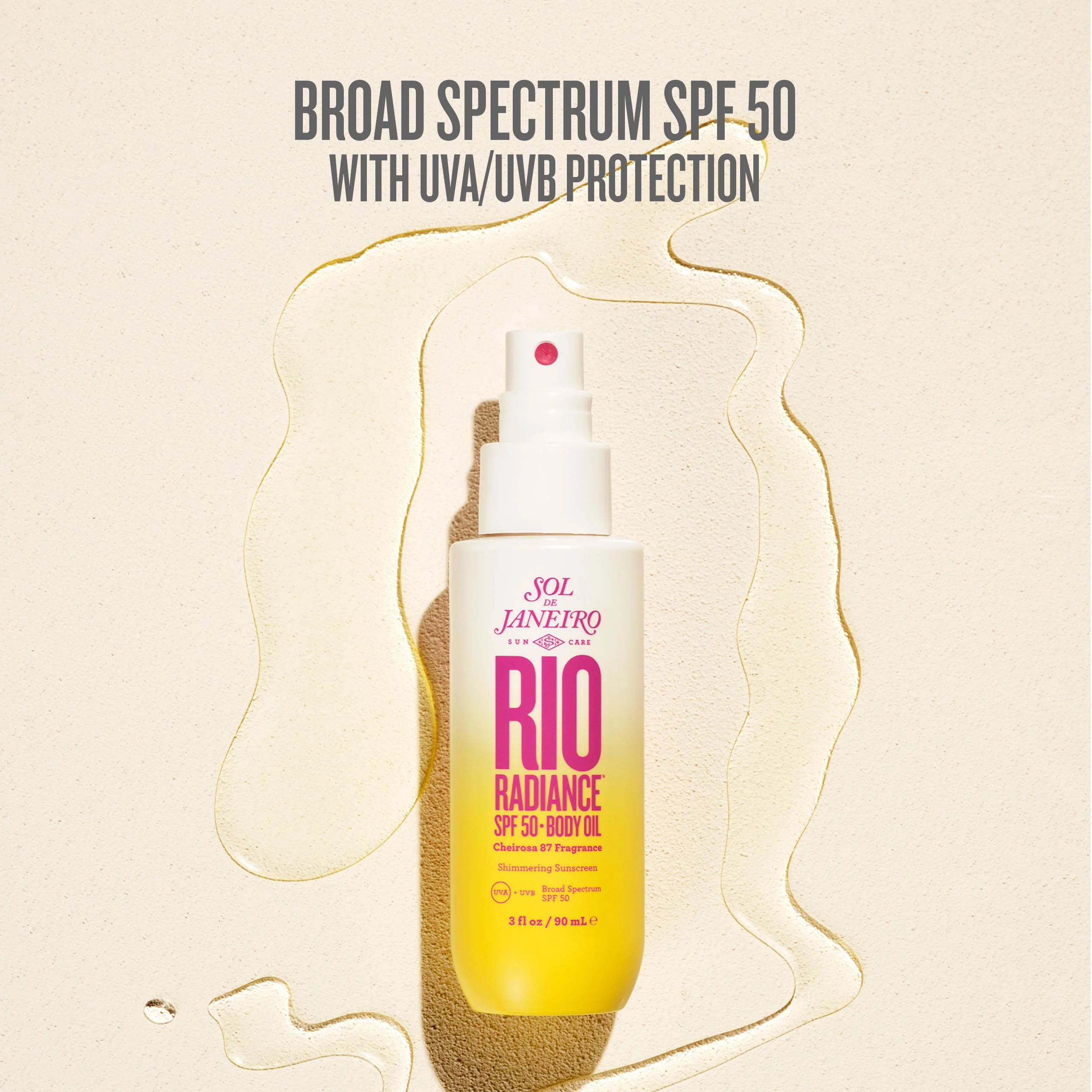 SOL DE JANEIRO Rio Radiance SPF 50 Shimmering Body Oil Broad Spectrum| Spray Sunscreen Dry Oil for Body | UV Protection | 3 fl oz. - Image 9