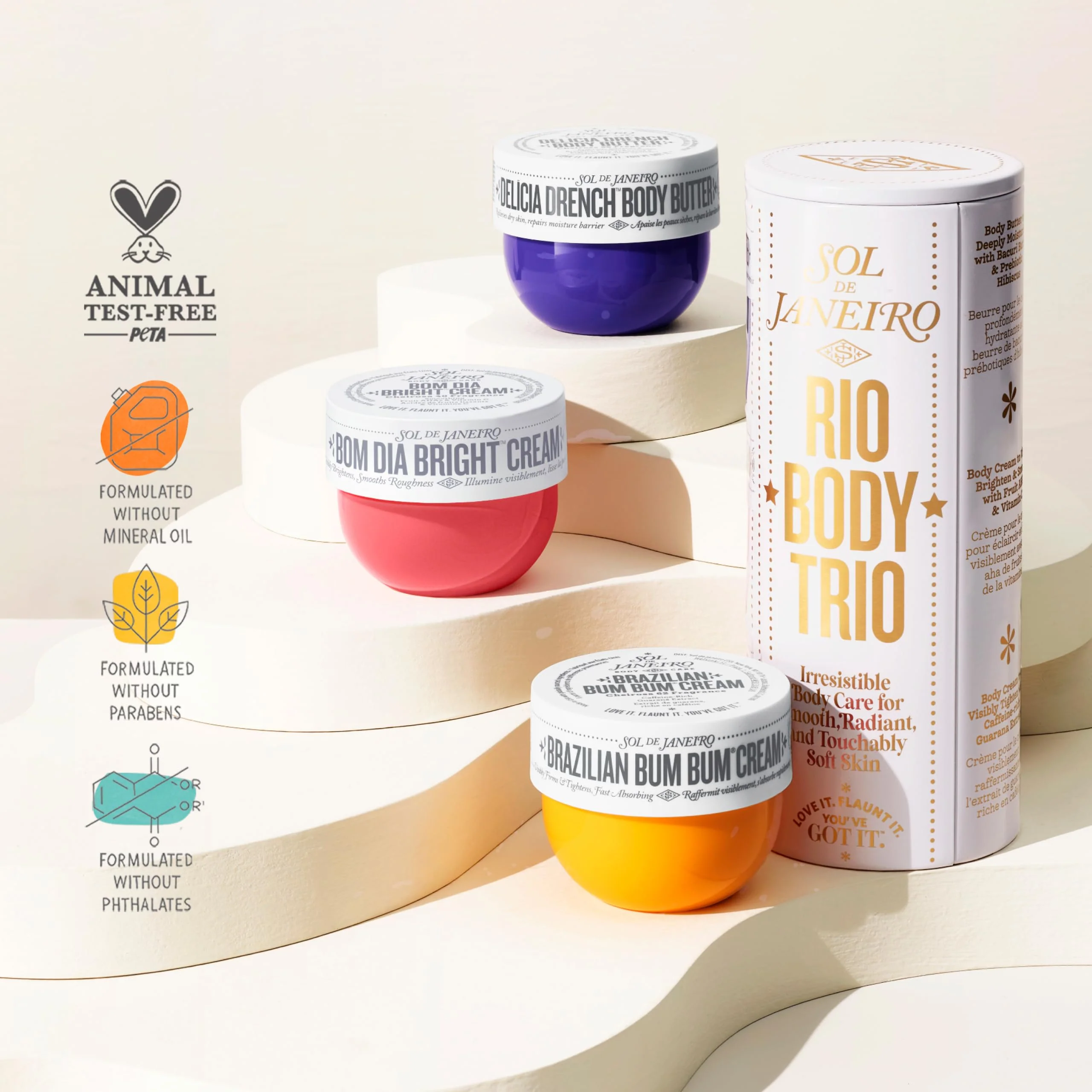 SOL DE JANEIRO Rio Trio Mini Vanilla Body Cream Discovery Set - Brazilian Bum Bum Cream, Delicia Drench Body Butter, Bom Dia Bright 50 ml - Amazon Exclusive Trial Set ($48 value) - Image 3