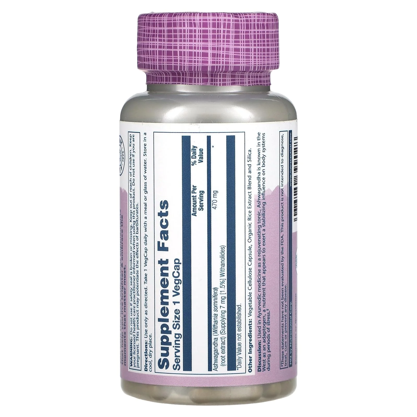 SOLARAY Ashwagandha, 470 mg, 60 VegCaps - Image 2