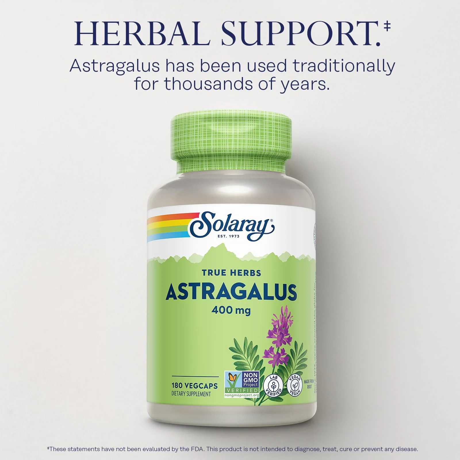 SOLARAY Astragalus Root 400mg – Traditional Herbal Support - Non-GMO, Vegan & Lab Verified - 180 Servings, 180 VegCaps - Image 3