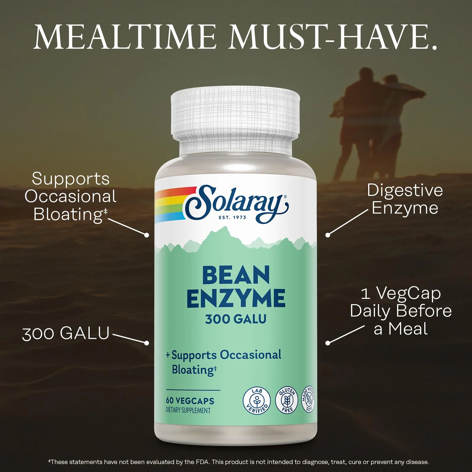 SOLARAY Bean Enzyme 300 GalU - Alpha Galactosidase Digestive Enzymes for Women and Men - Digestive Health Supplement - Supports Occasional Bloating for Adults - 60 Servings, 60 VegCaps - Image 5