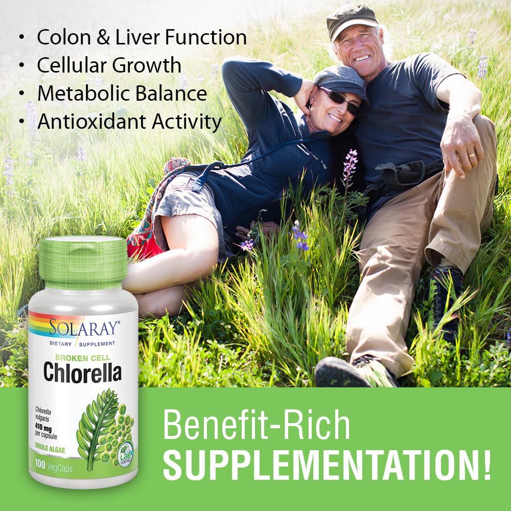 SOLARAY Broken Cell Chlorella 410 mg | Nutrient-Rich Superfood w/Naturally Occurring Protein, Vitamins, Minerals, Chlorophyll | Non-GMO | 100 VegCaps - Image 6