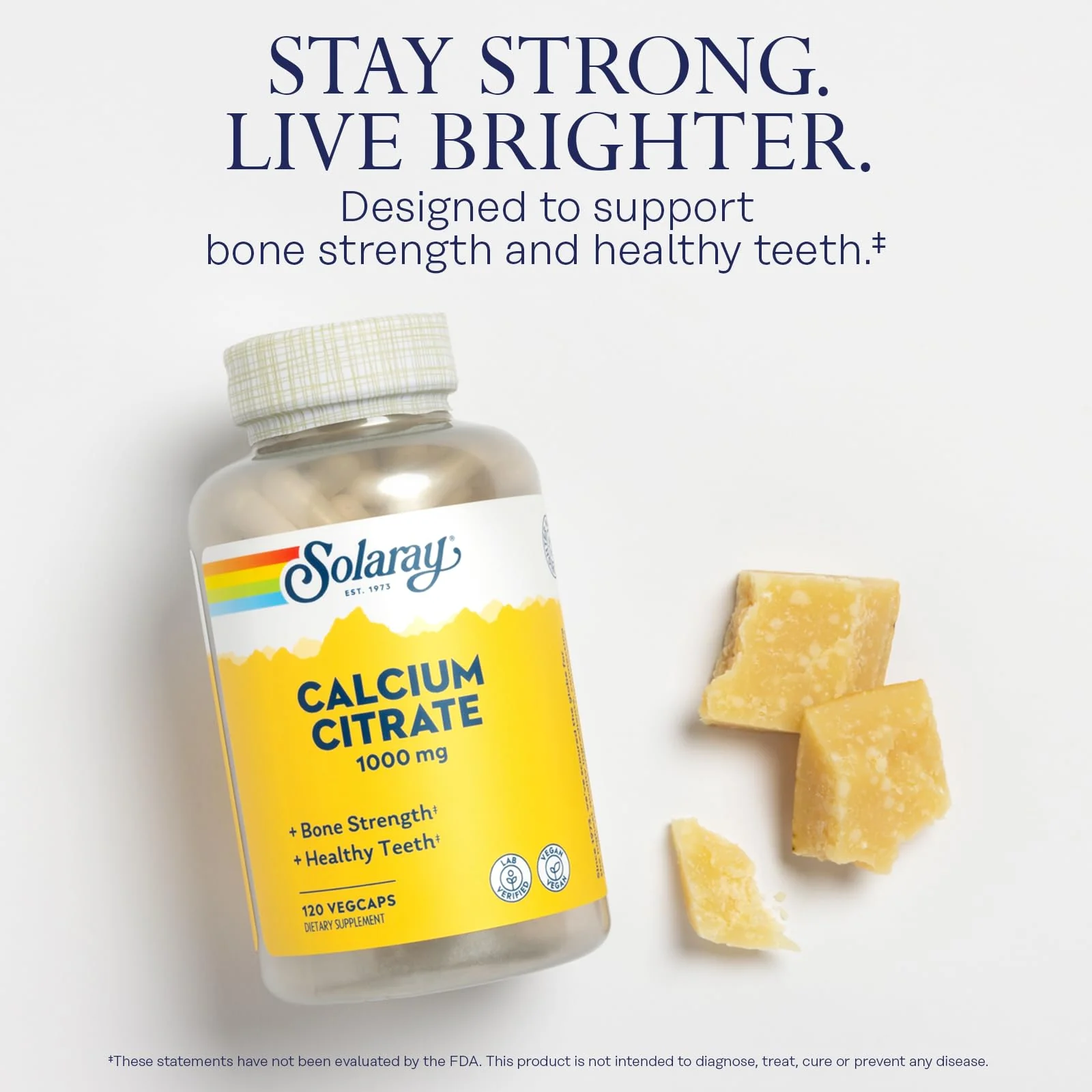 Solaray Calcium Citrate 1000mg - Chelated Calcium Supplement - Supports Bone Strength and Healthy Teeth - Easy to Digest - Vegan - 30 Servings, 120 VegCaps - Image 5