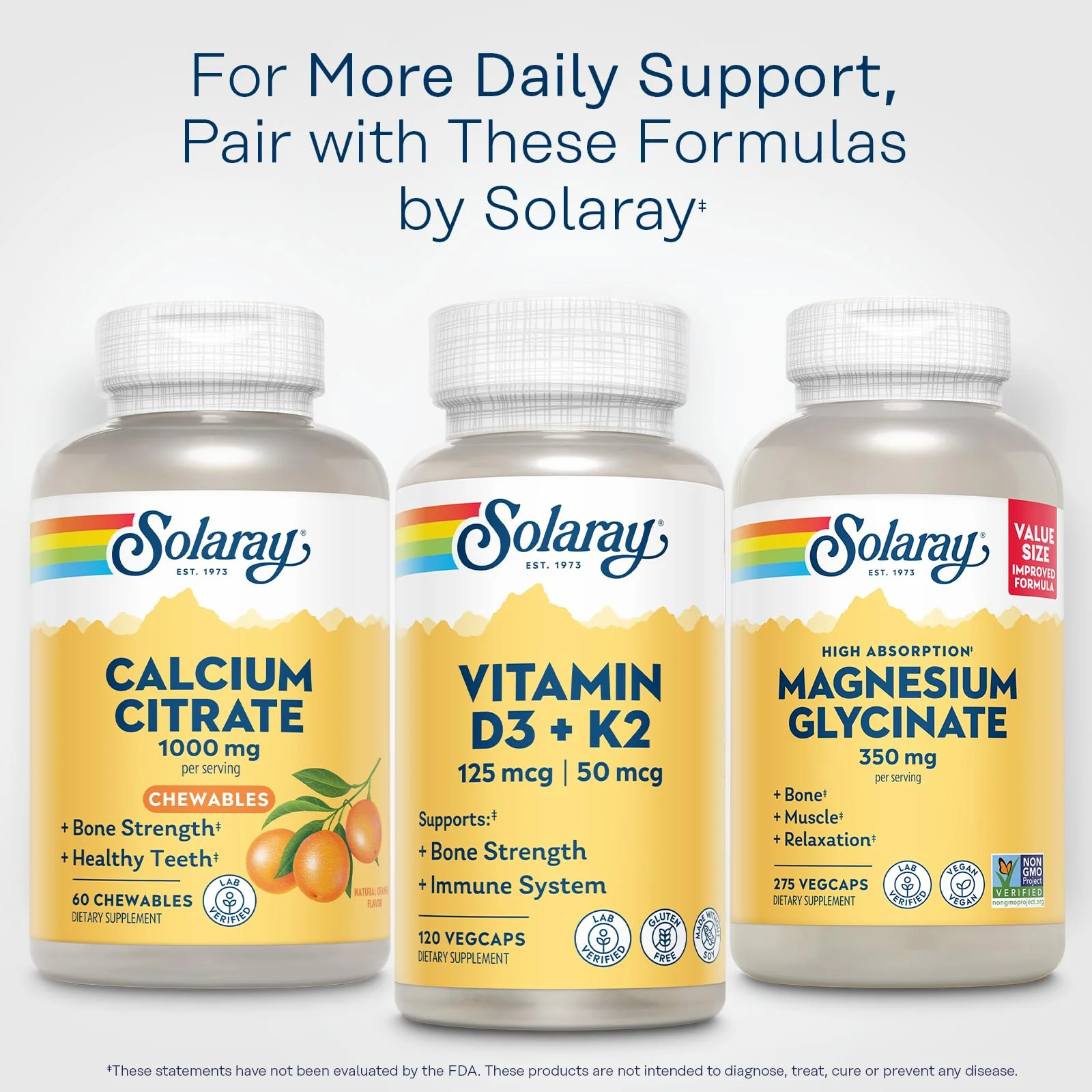 SOLARAY Calcium Citrate 1000mg - Chewable Calcium Supplements for Women and Men - Healthy Teeth and Bone Support - Great, Natural Orange Flavor - Vegan, Gluten Free, 60-Day Guarantee - 15 Servings - Image 6