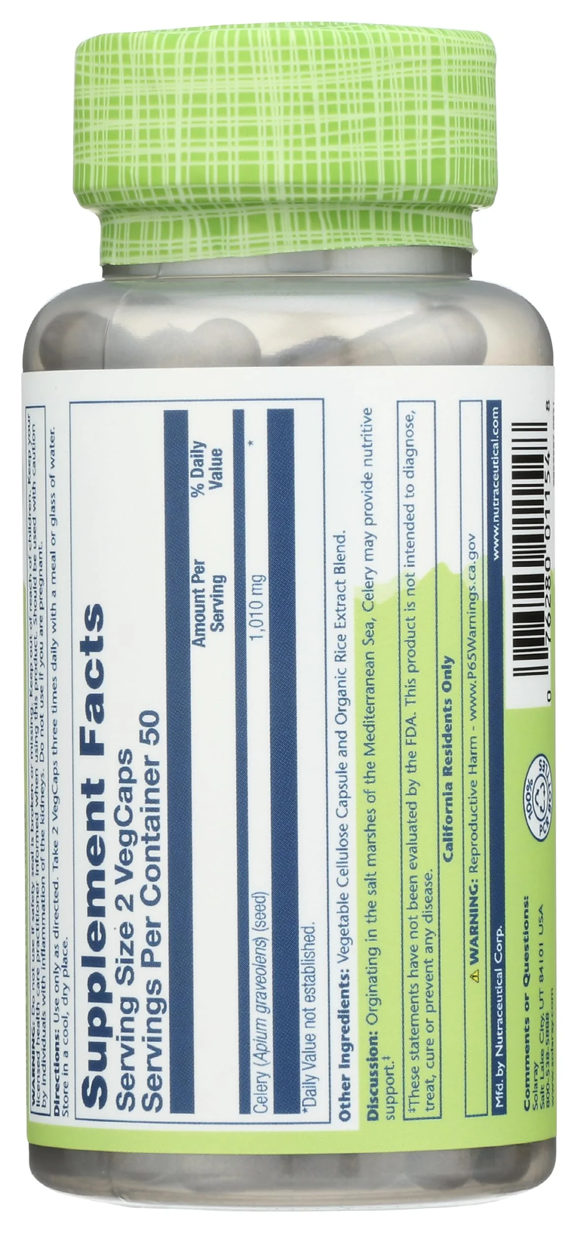 Solaray Celery Seed, 505mg, 100 Vegetarian Capsules - Image 4