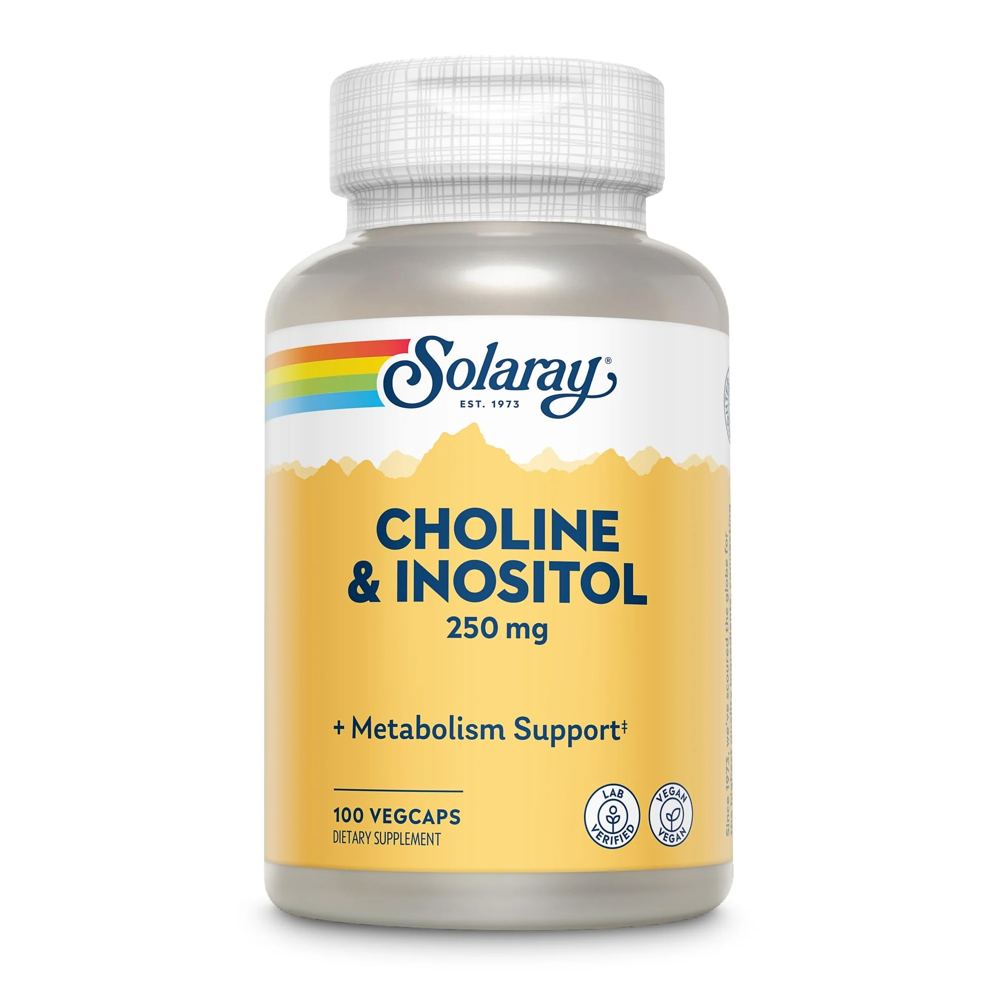 SOLARAY Choline & Inositol 250 mg | Two-Nutrient Combo for Healthy Fat Metabolism, Brain Function Support | 100 VegCaps - Image 4