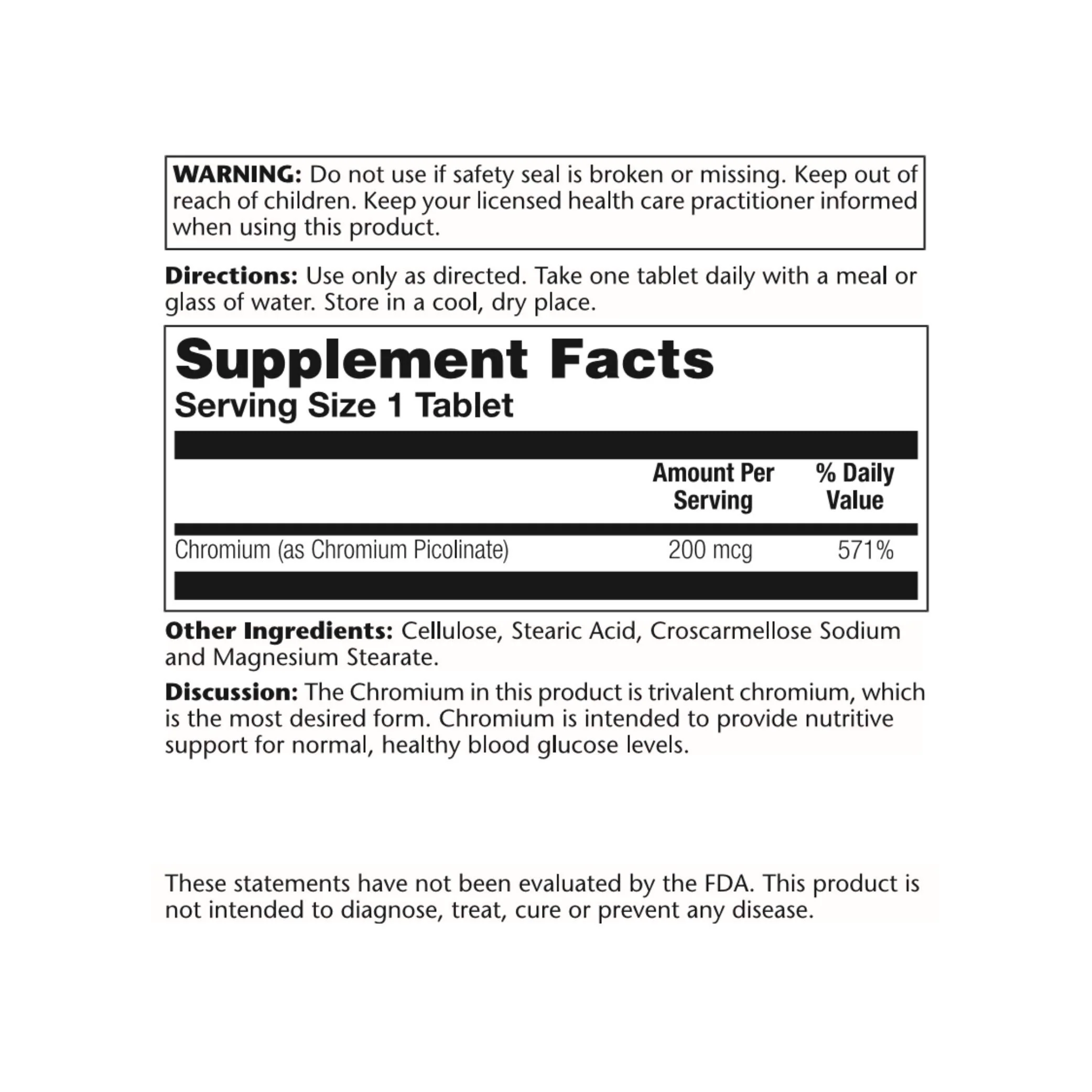 Solaray Chromium Picolinate 200mcg | 100ct - Image 3