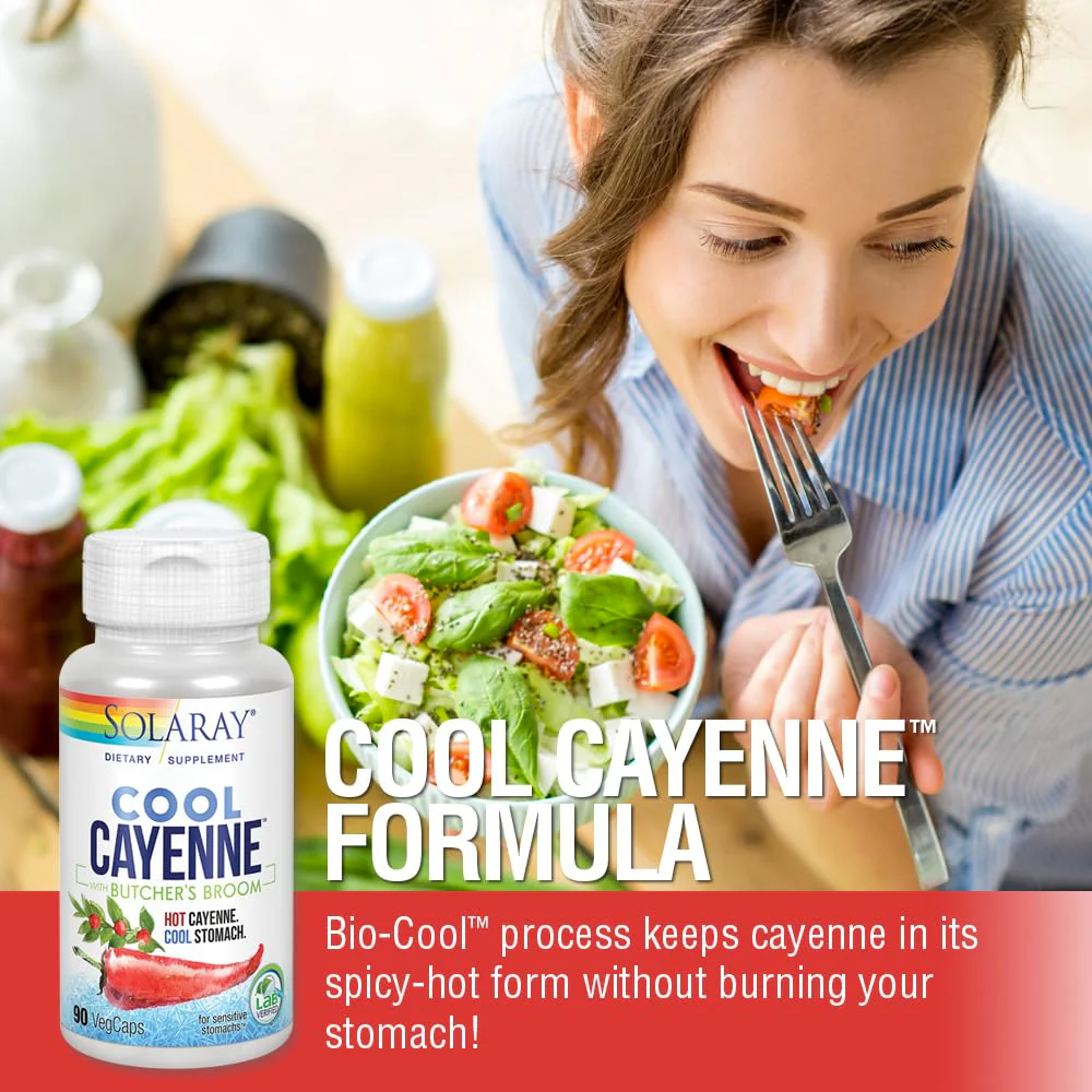 SOLARAY Cool Cayenne Pepper 40,000 HU with Butchers Broom for Healthy Circulation Support | 90 VegCaps - Image 4
