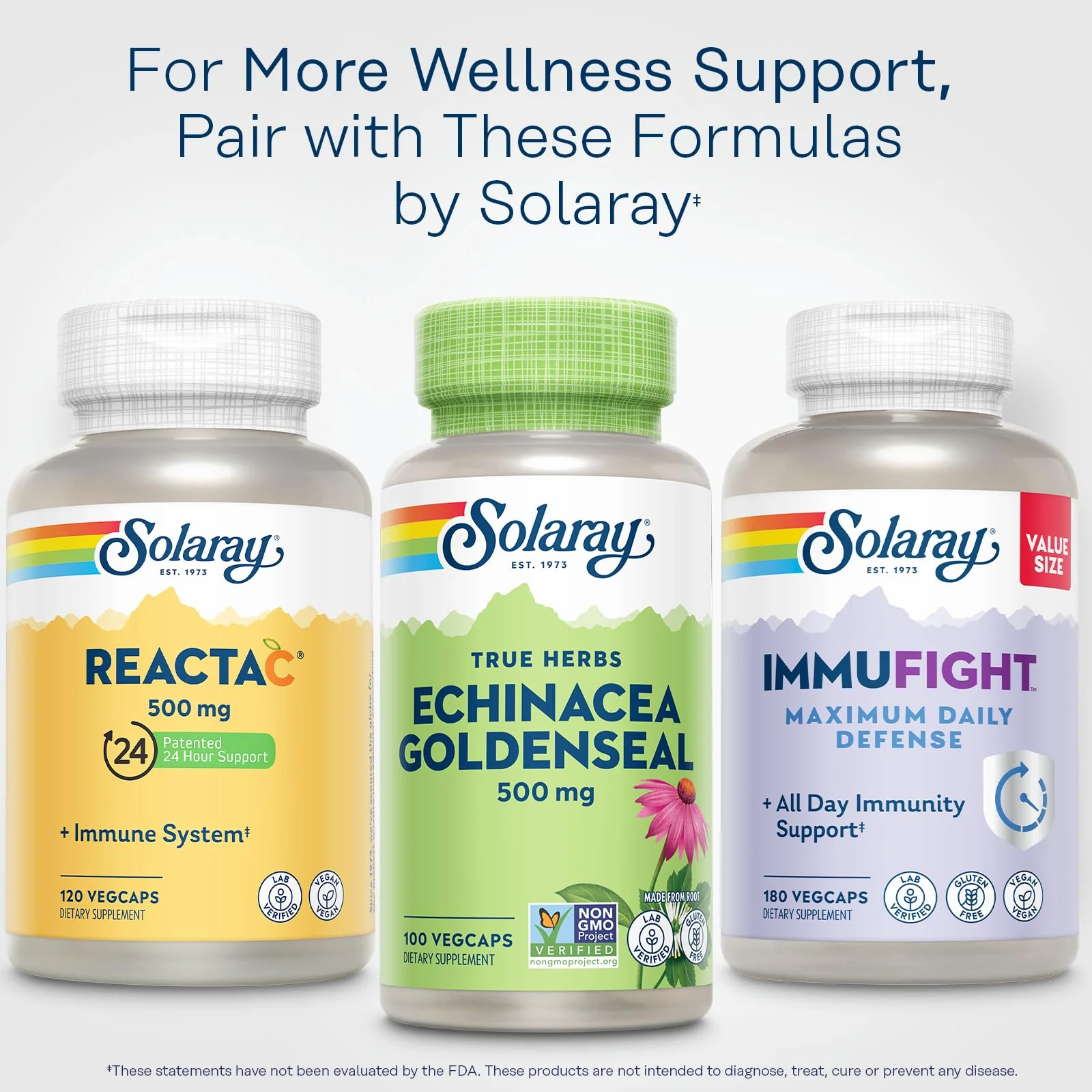 SOLARAY Echinacea Root & Goldenseal Root Supplement - 500 mg per Serving, Non-GMO, Vegan & Lab Verified - 100 Count VegCaps - Image 6