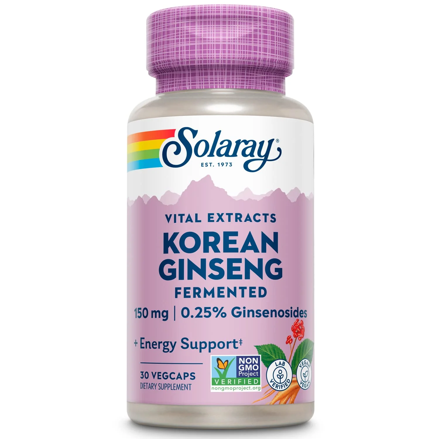 SOLARAY Fermented Korean Ginseng Root Extract | Healthy Stress, Energy & Physical Endurance Support | Vegan, Non-GMO | 30 VegCaps - Image 2