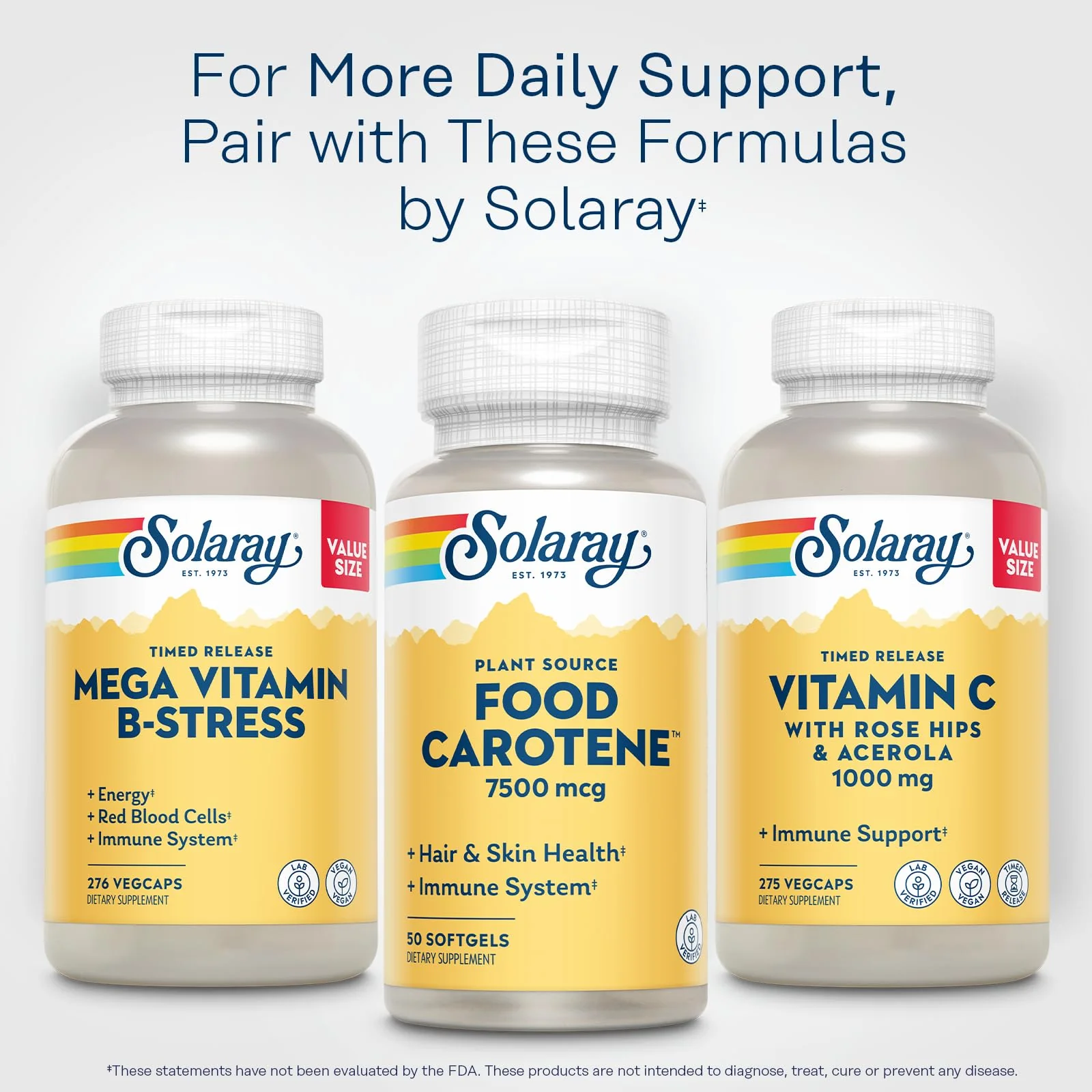 SOLARAY Food Carotene 7500mcg (25000 IU) - Beta Carotene Vitamin A Supplement - Wellness and Immune Support Supplement, Potent Eye Vitamins and Skin Food, Plant Sourced, 60-Day Guarantee, 50 Softgels - Image 6