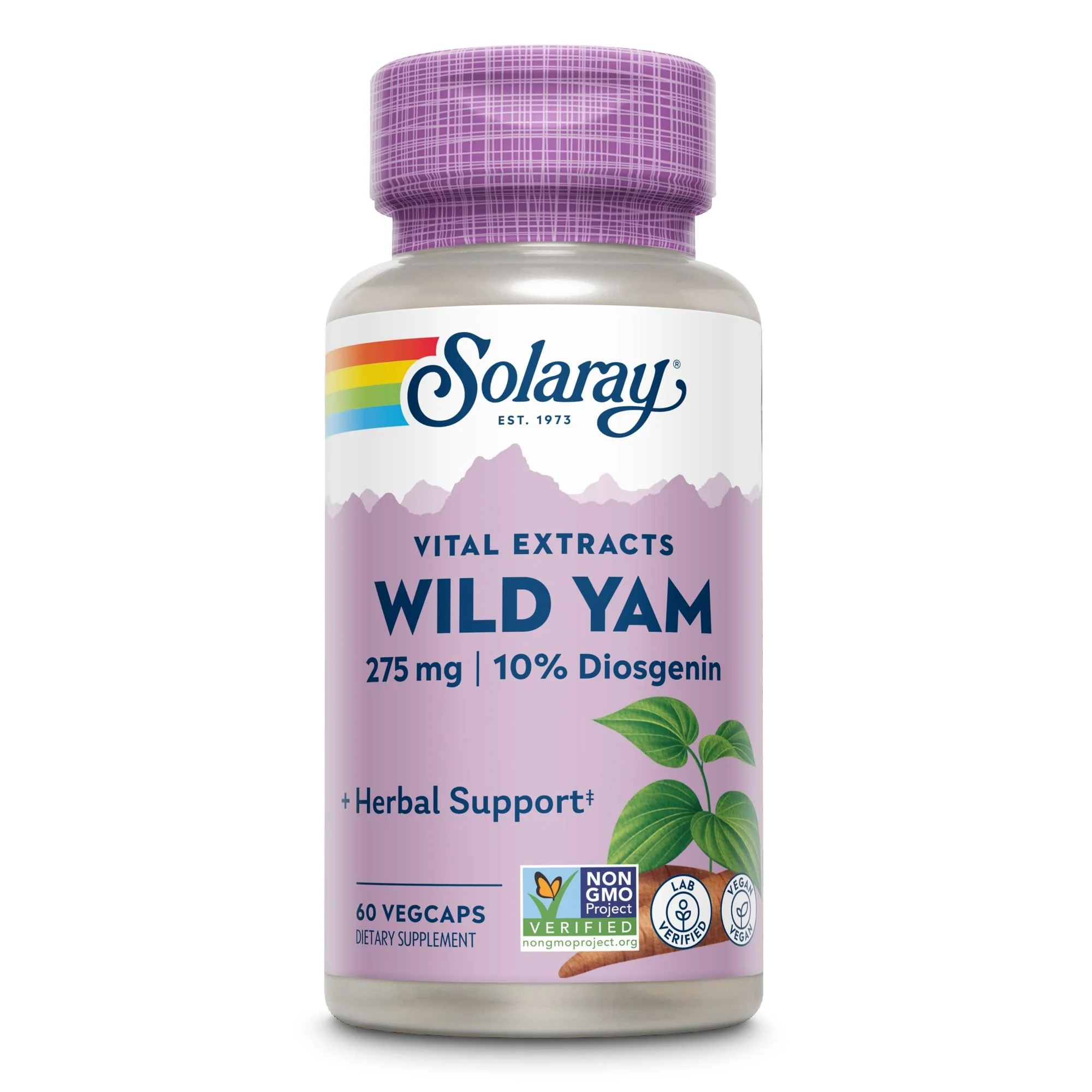 SOLARAY Guaranteed Potency Wild Yam Root Extract Root Extract, Veg Cap (Btl-Plastic) 275mg | 60ct - Image 3