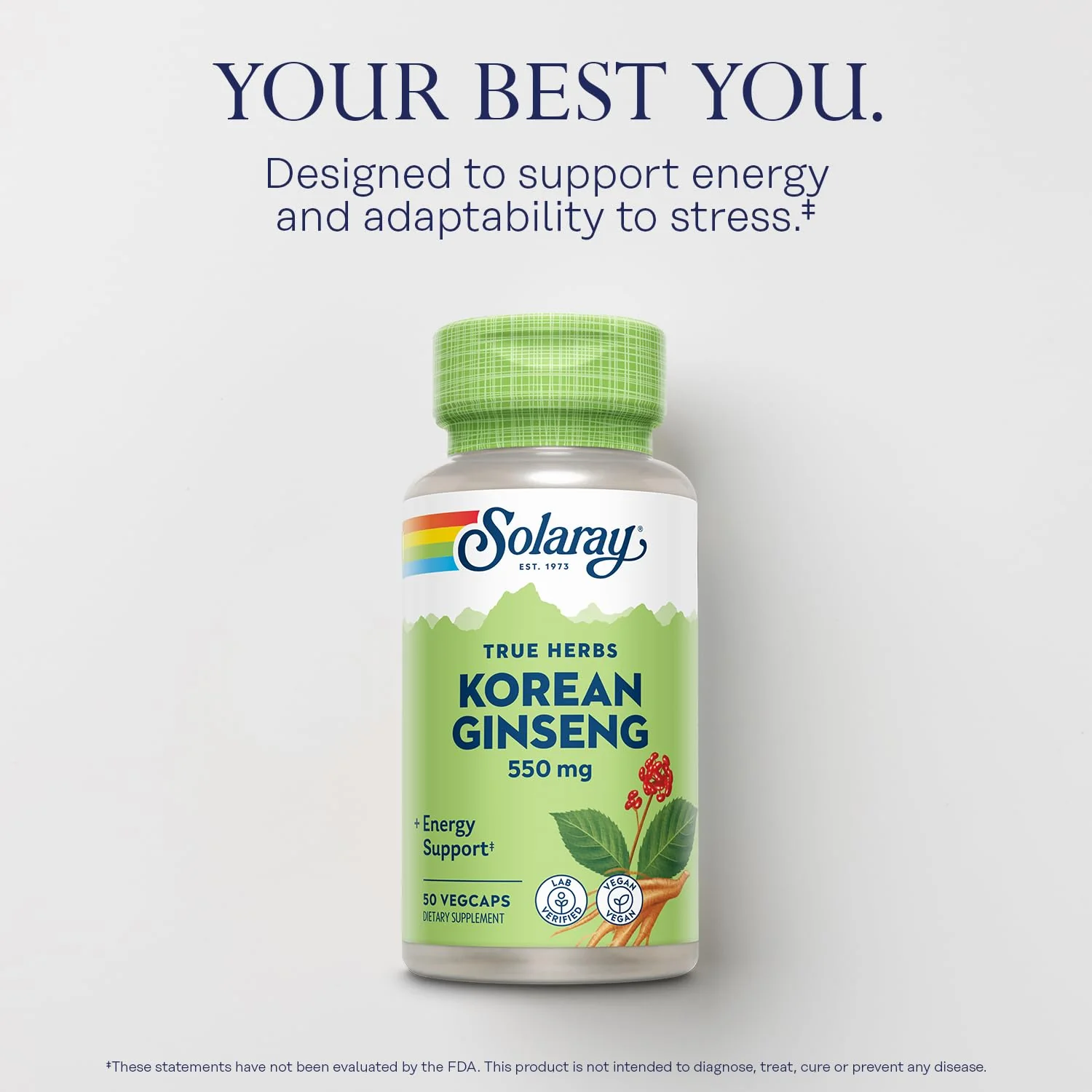 SOLARAY Korean Ginseng 550 mg - Ginseng Root - Stress, Physical Endurance and Energy Supplements - Non-GMO, Vegan, Lab Verified - 50 Servings, 50 VegCaps - Image 4