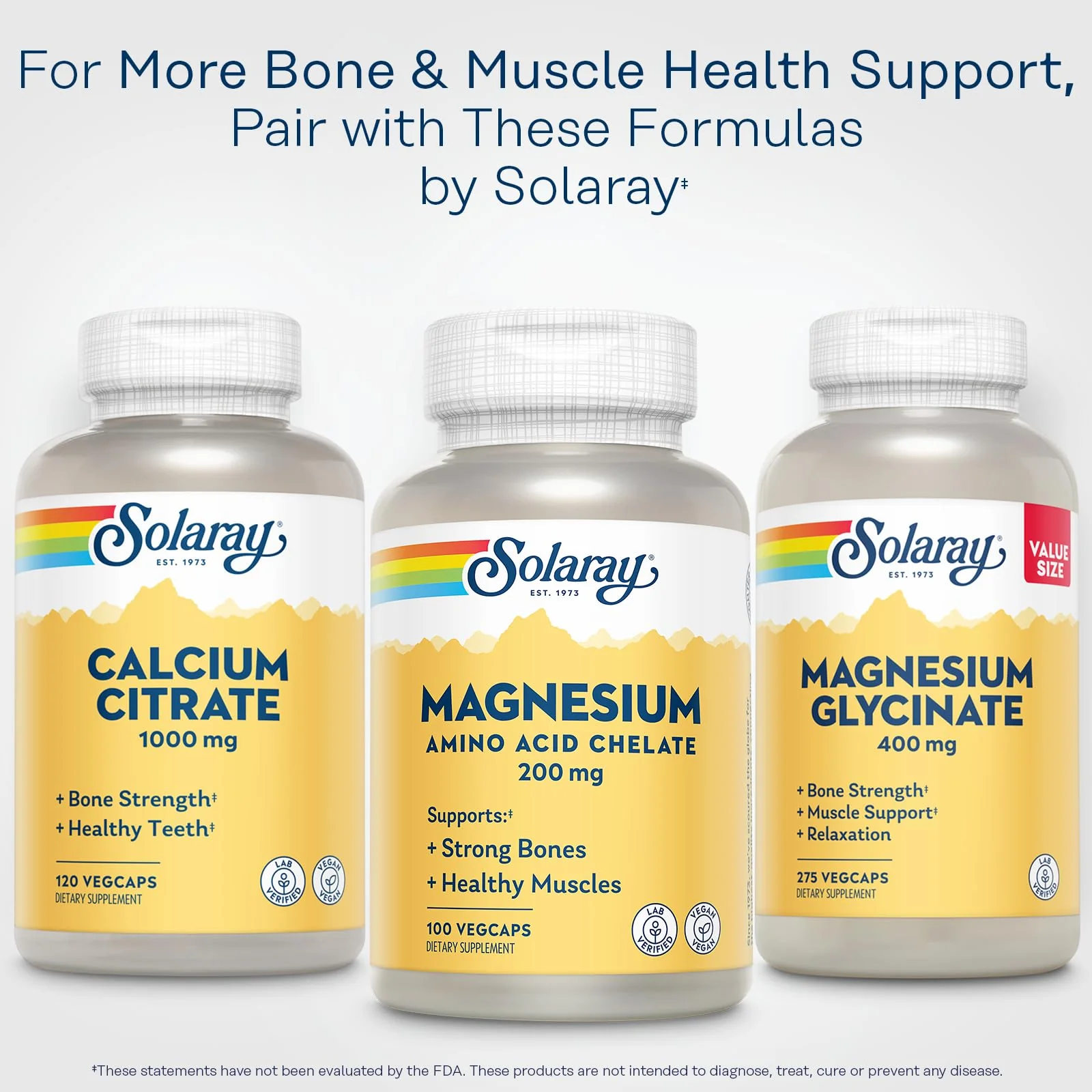 Solaray Magnesium Amino Acid Chelate 200 mg, Chelated Magnesium Supplement for Bone Health, Heart Health and Muscle Function Support, Vegan, 60-Day Money Back Guarantee, 100 Servings, 100 VegCaps - Image 6